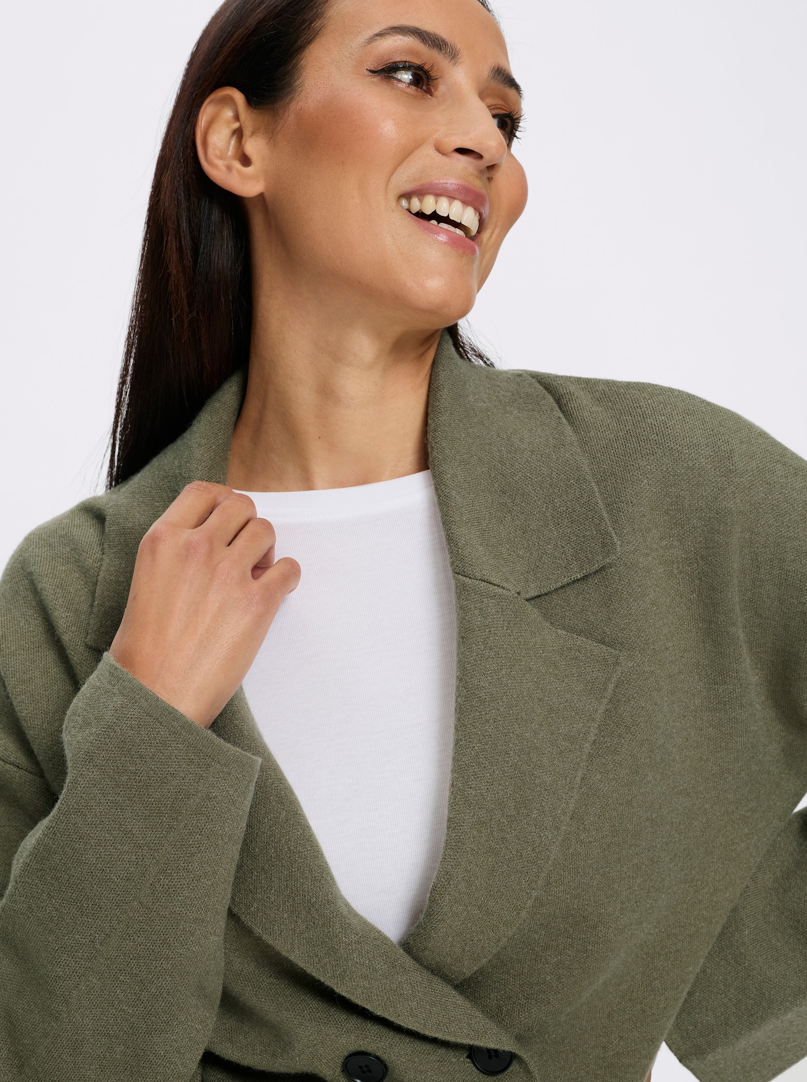 heine Vest met dubbele rij knopen - kaki gemêleerd