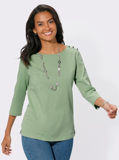 3/4-Arm-Shirt mit Zierknöpfen - eucalyptus