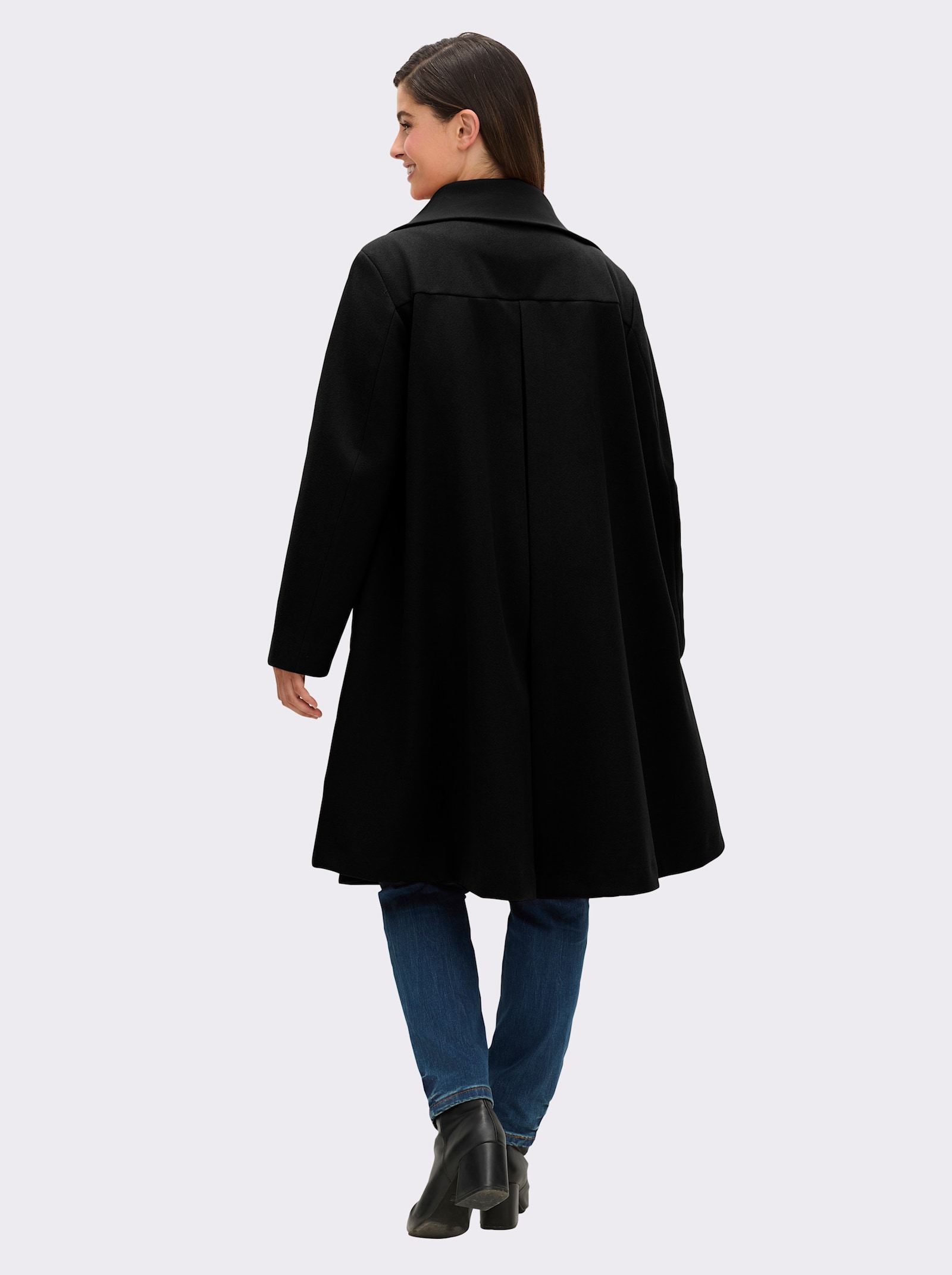 Kurzmantel in A-Linie - schwarz