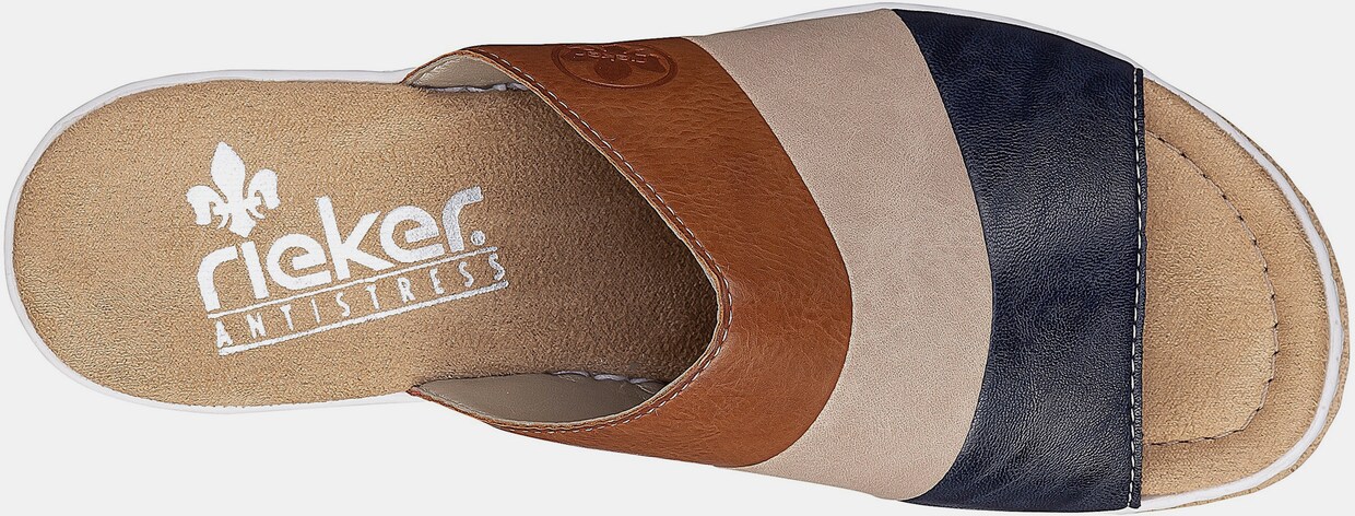 Rieker Pantolette - cognac-beige-nachtblau