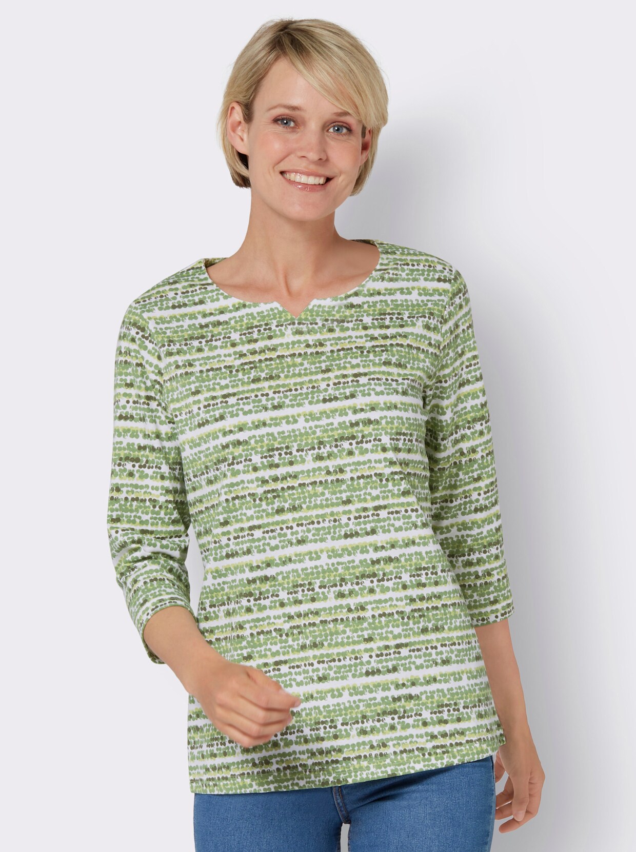 Shirt met 3/4-mouw - eucalyptus/pistache bedrukt