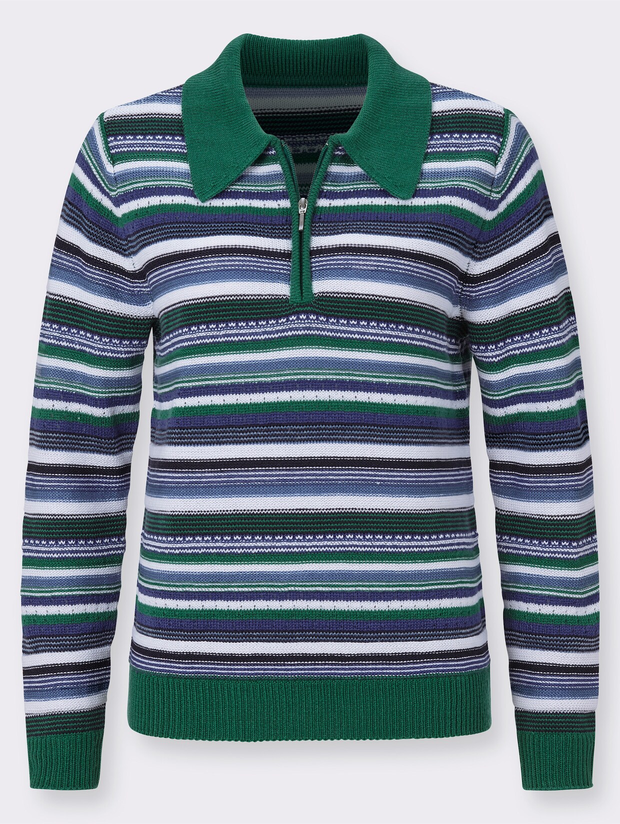Pullover met lange mouwen - groen/jeansblauw gestreept