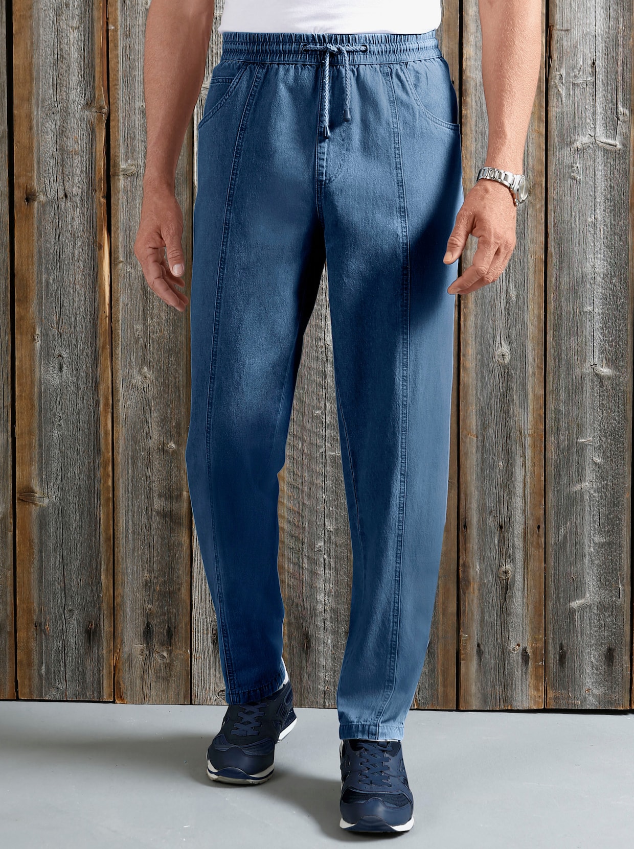 Navliekacie džínsy - vyšúchaná modrá