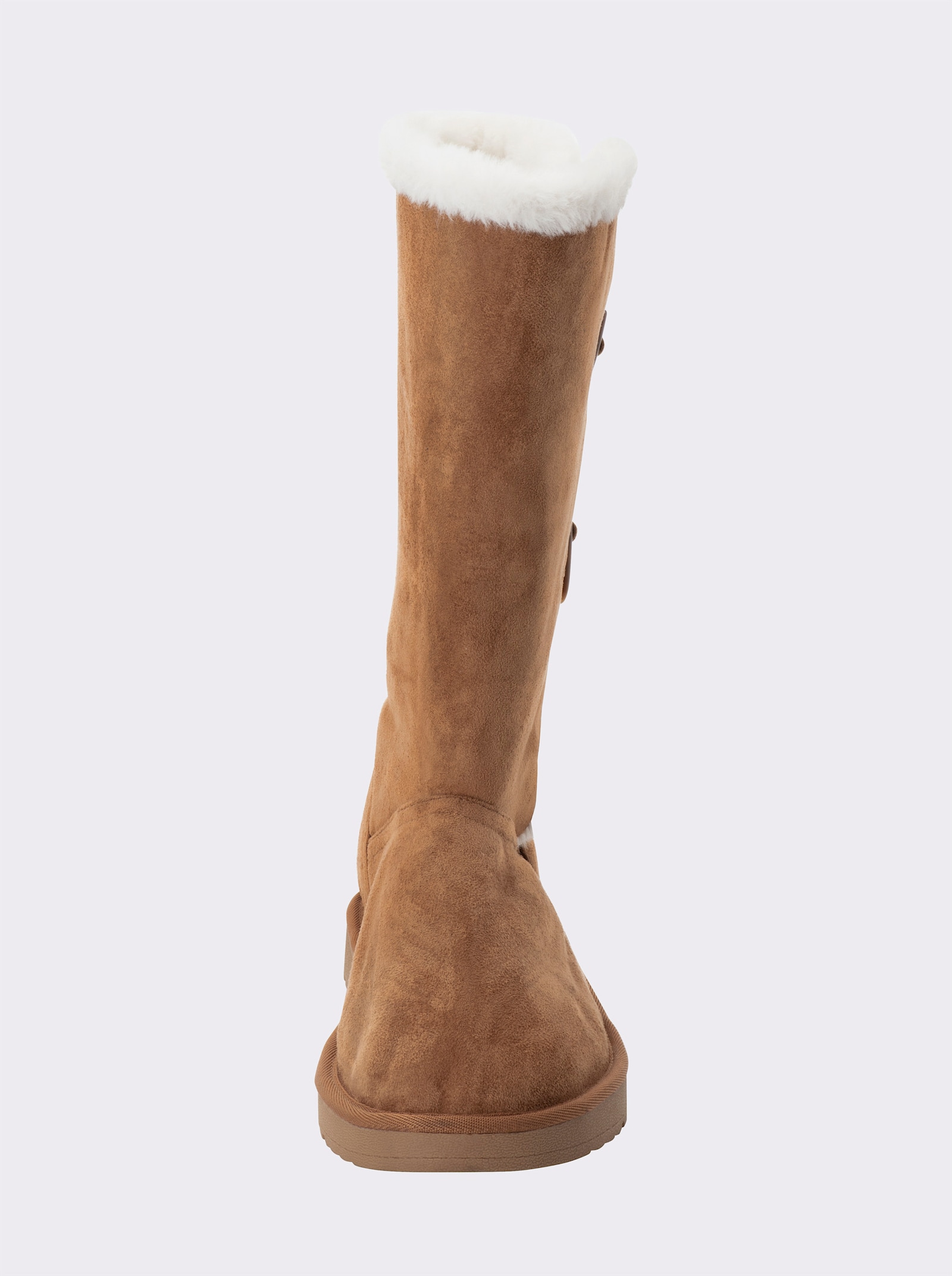sheego Weitschaftstiefel in Veloursoptik - camel