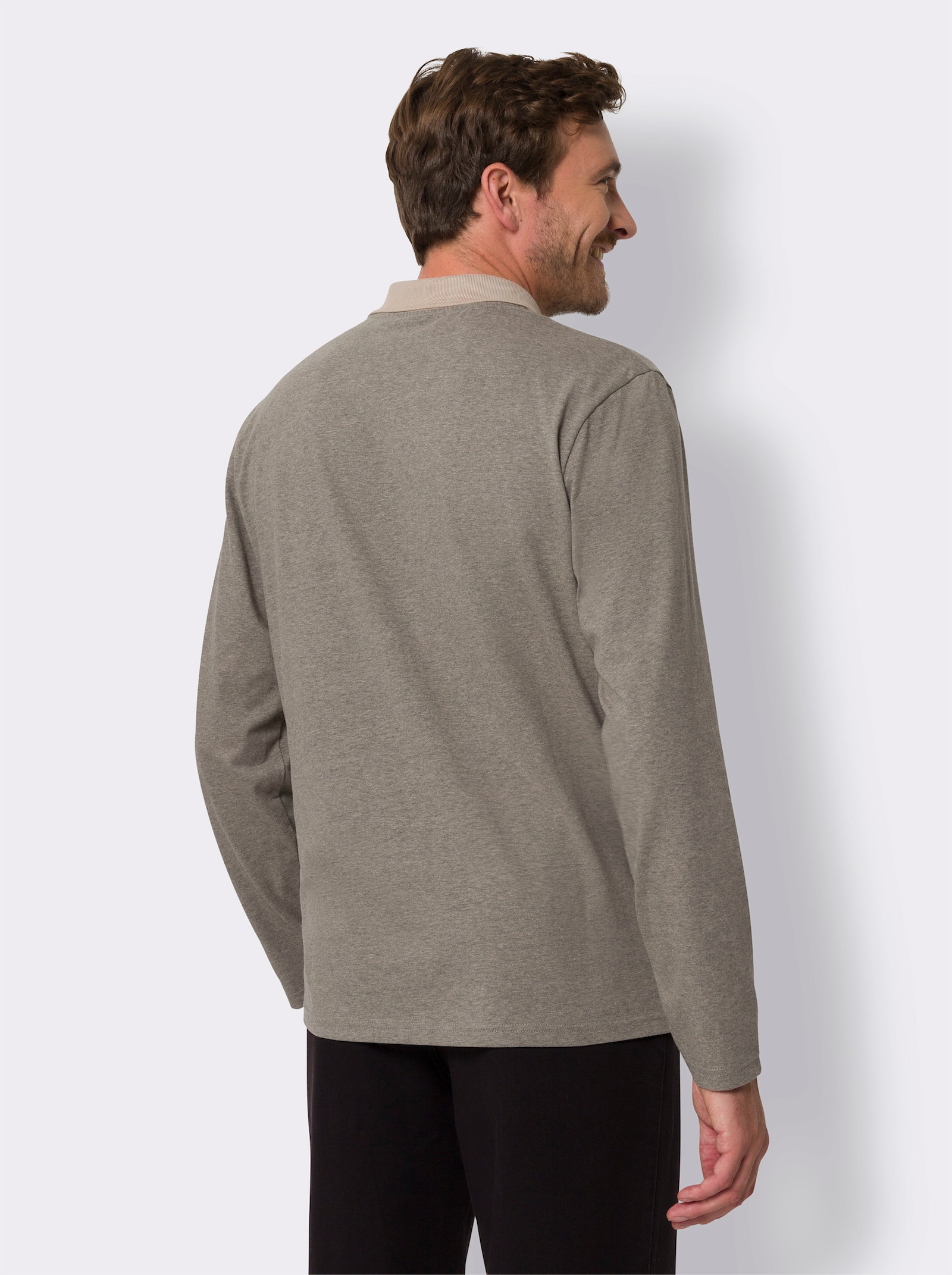 Melanžová polokošile s dlouhým rukávem - sezamová-grafitová-melír