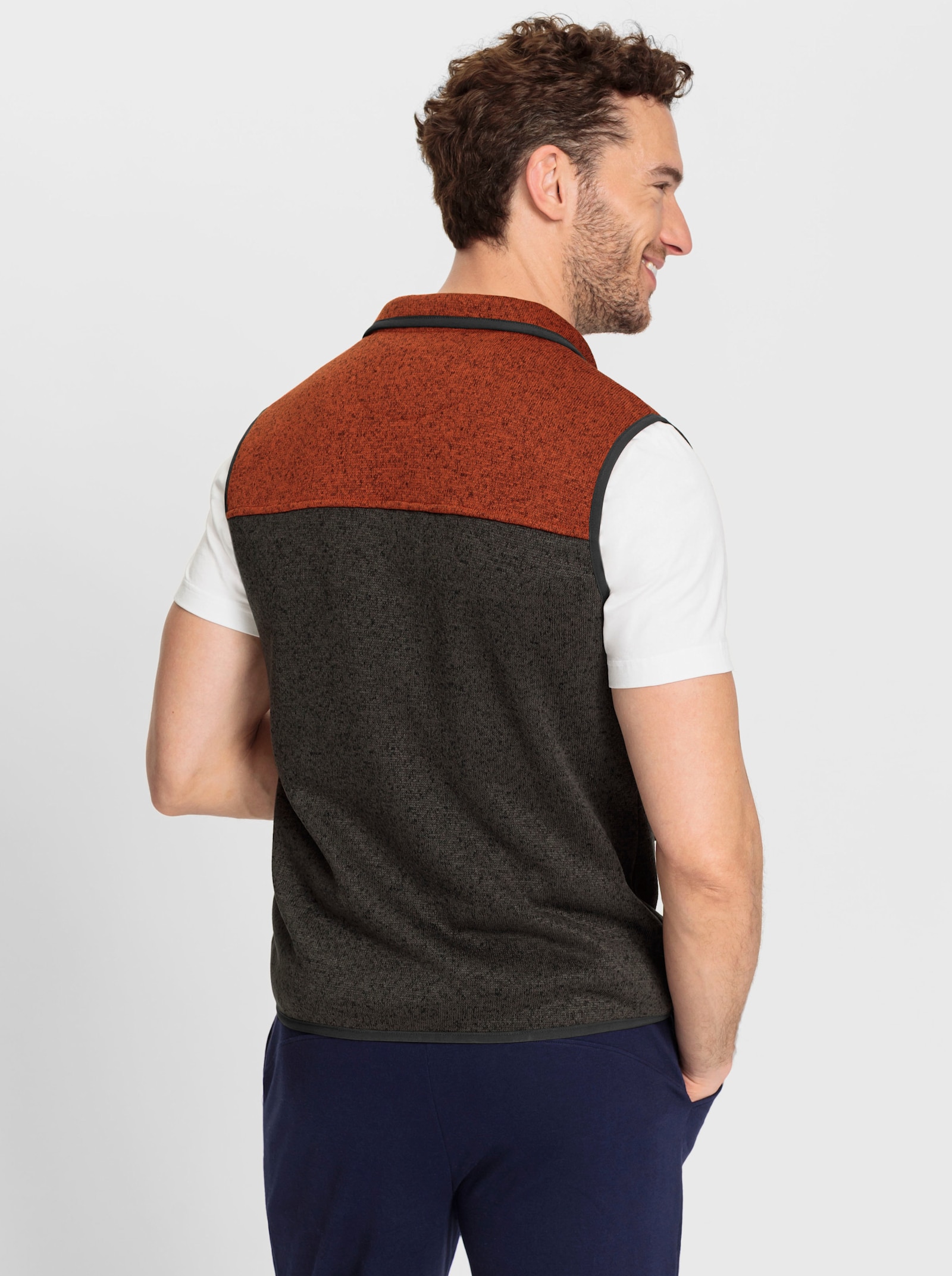 Catamaran Sports Fleeceweste mit 2-Wege-Reißverschluss - anthrazit-rostrot-meliert