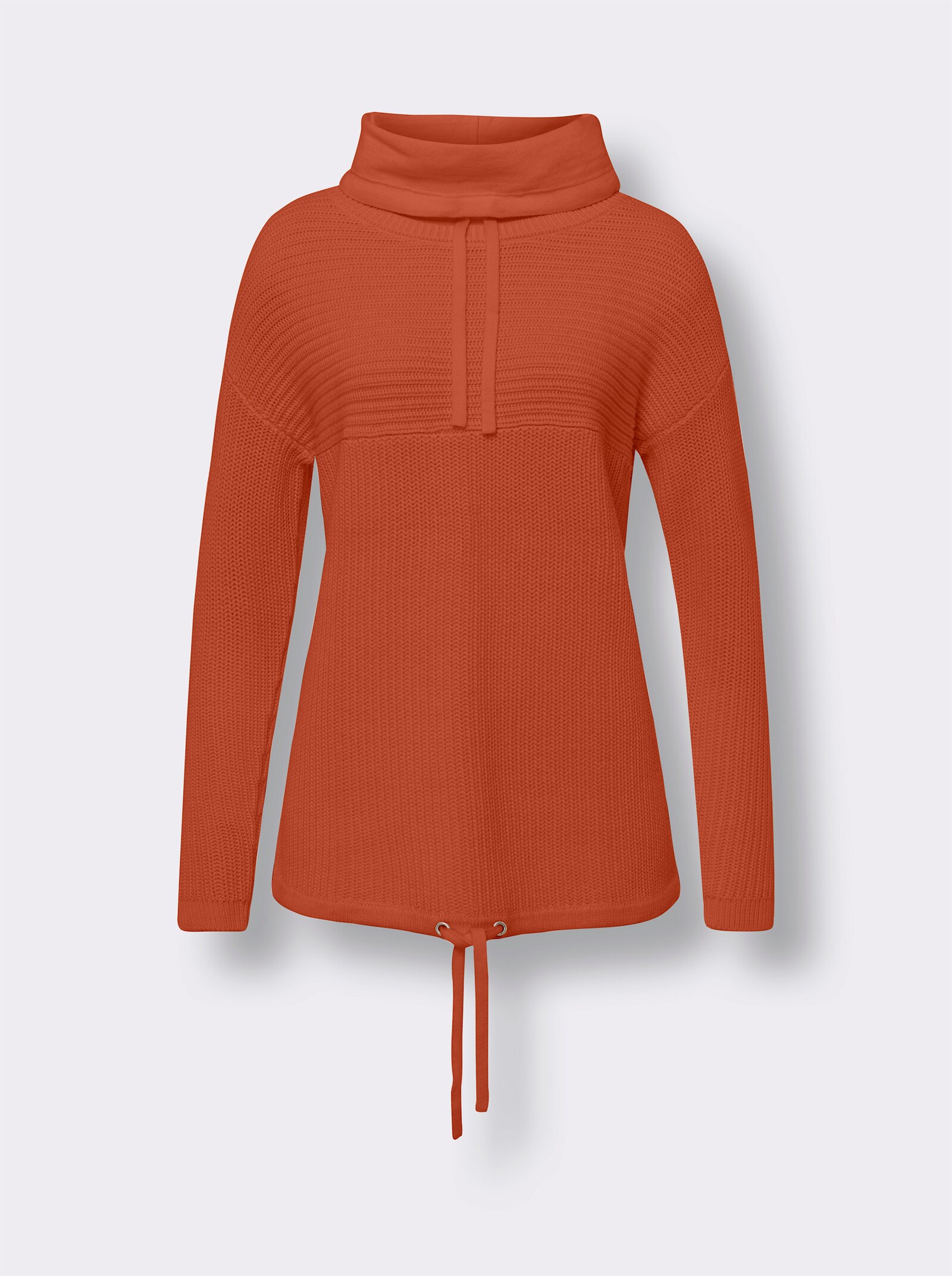 Pullover met lange mouwen in riblook - terra