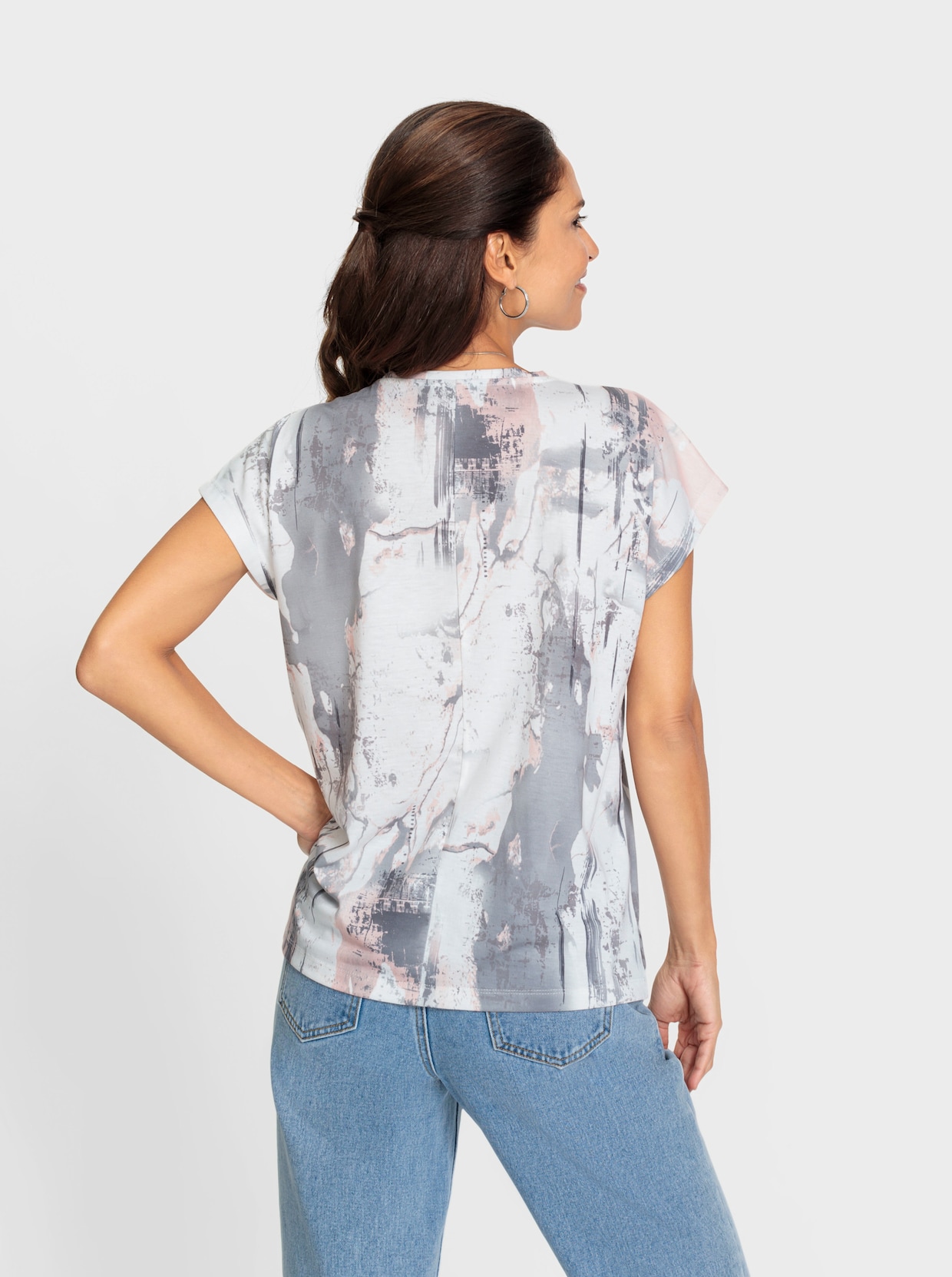 Print-Shirt - steingrau-bedruckt