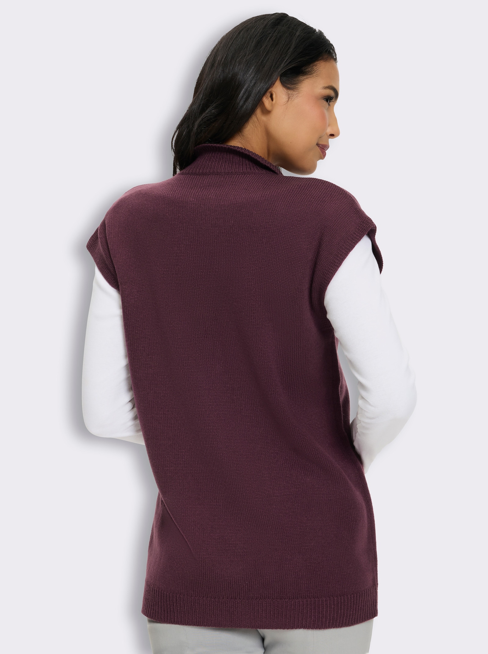 Longstrickjacke mit überschnittenen Schultern - burgund
