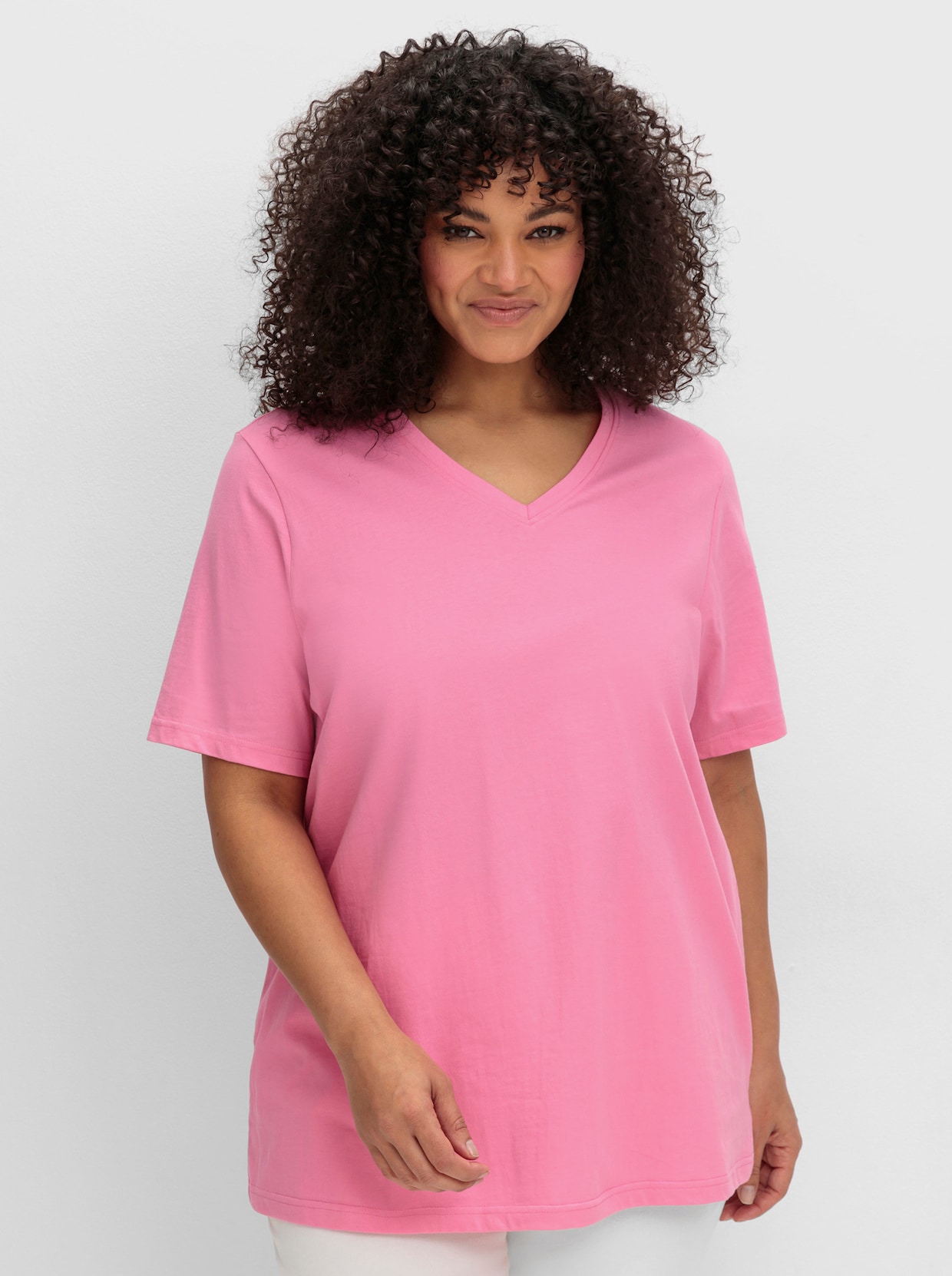 sheego Shirt met V-hals - floral pink