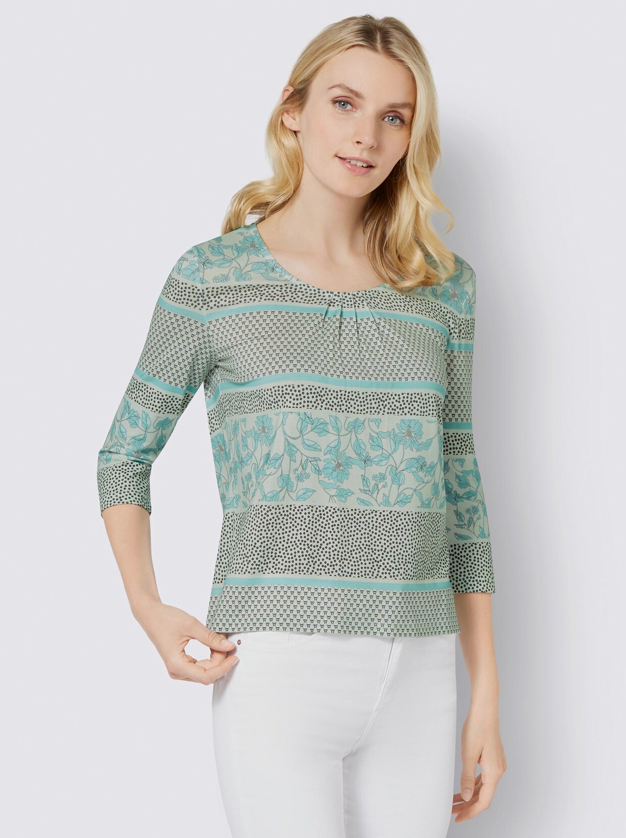 Rundhalsshirt - zartmint-mint-bedruckt
