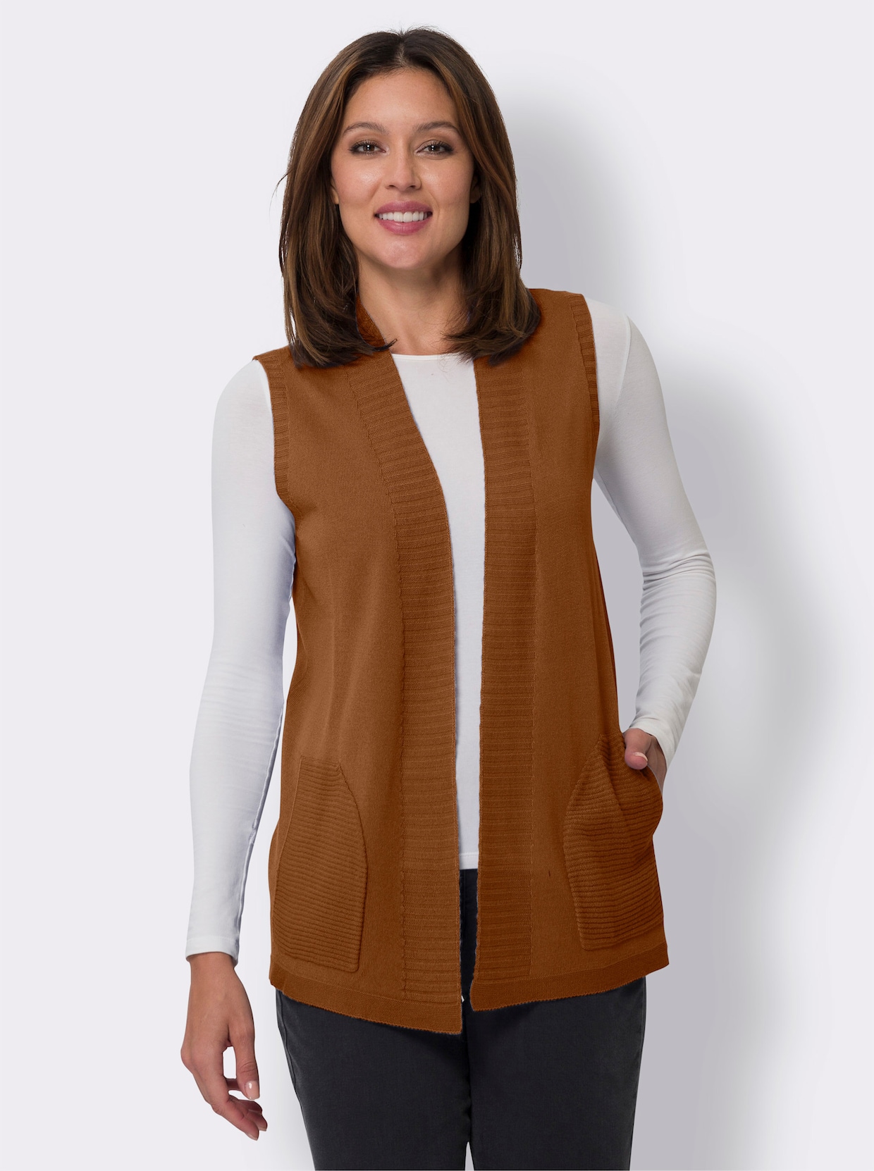 Mouwloos vest - cognac