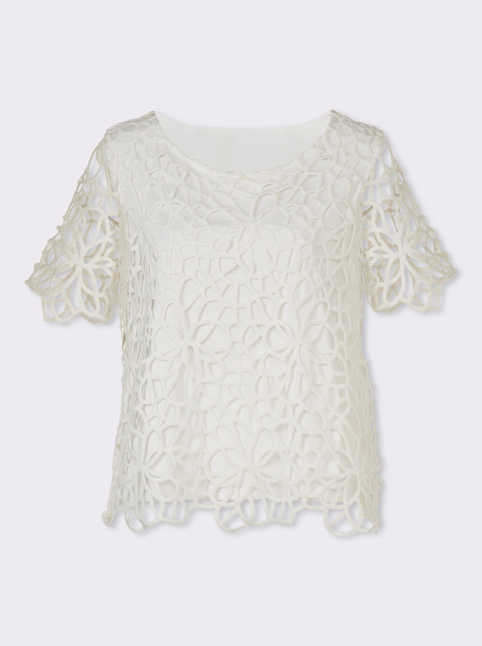 heine Spitzenbluse mit Floral-Dessin - ecru