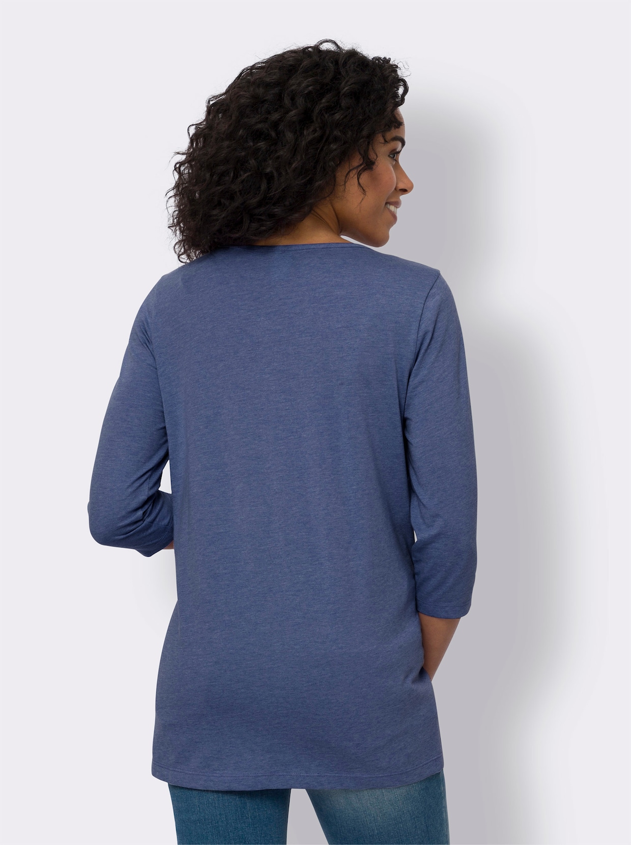 Lang shirt - koningsblauw gemêleerd