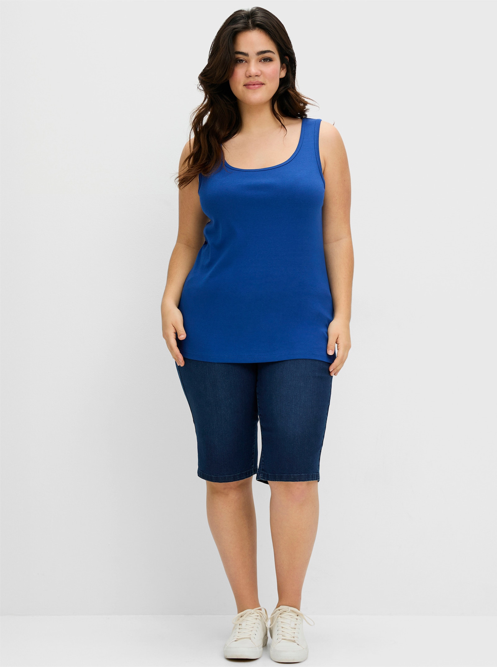 sheego Tanktop in Rippqualität - blaubeere