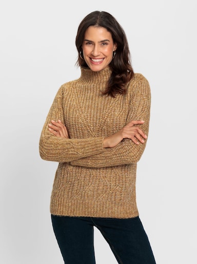 Pullover met lange mouwen - oker gemêleerd