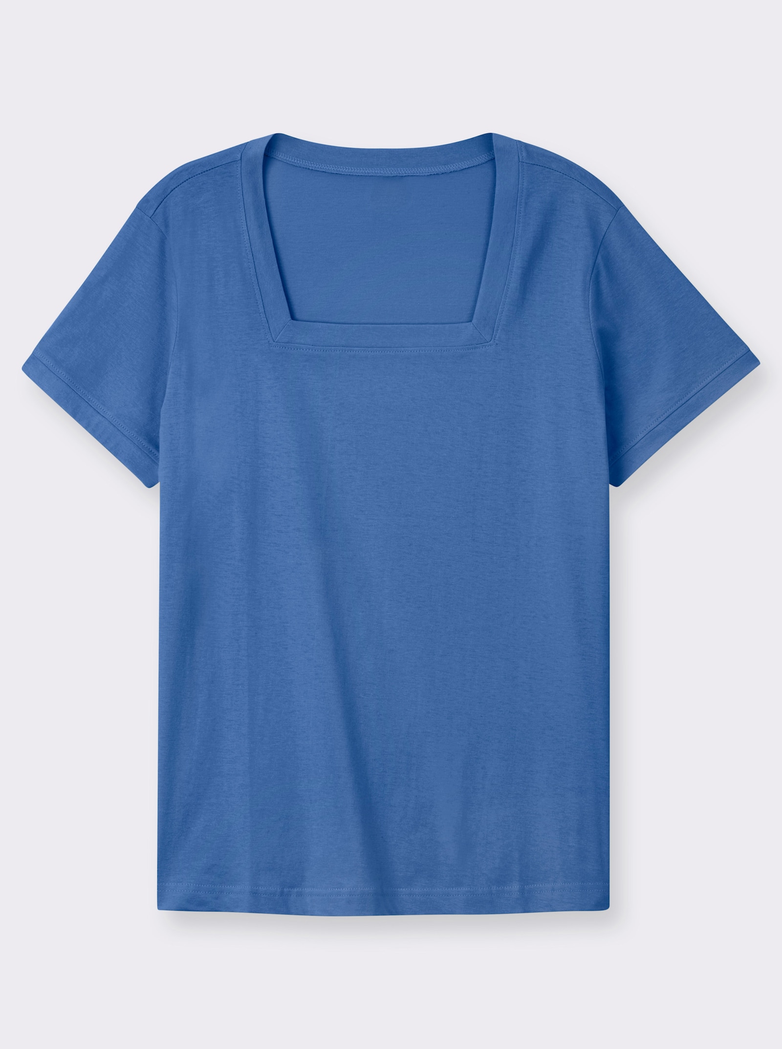 Kurzarmshirt mit Karree-Ausschnitt - blau