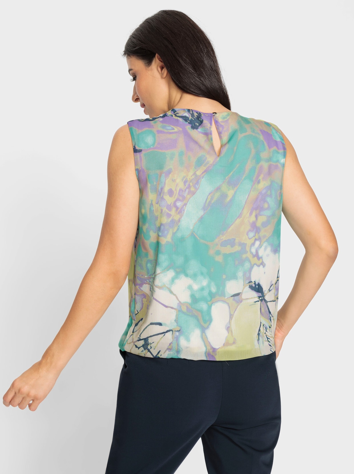 heine Blousetop - lila/champagne bedrukt