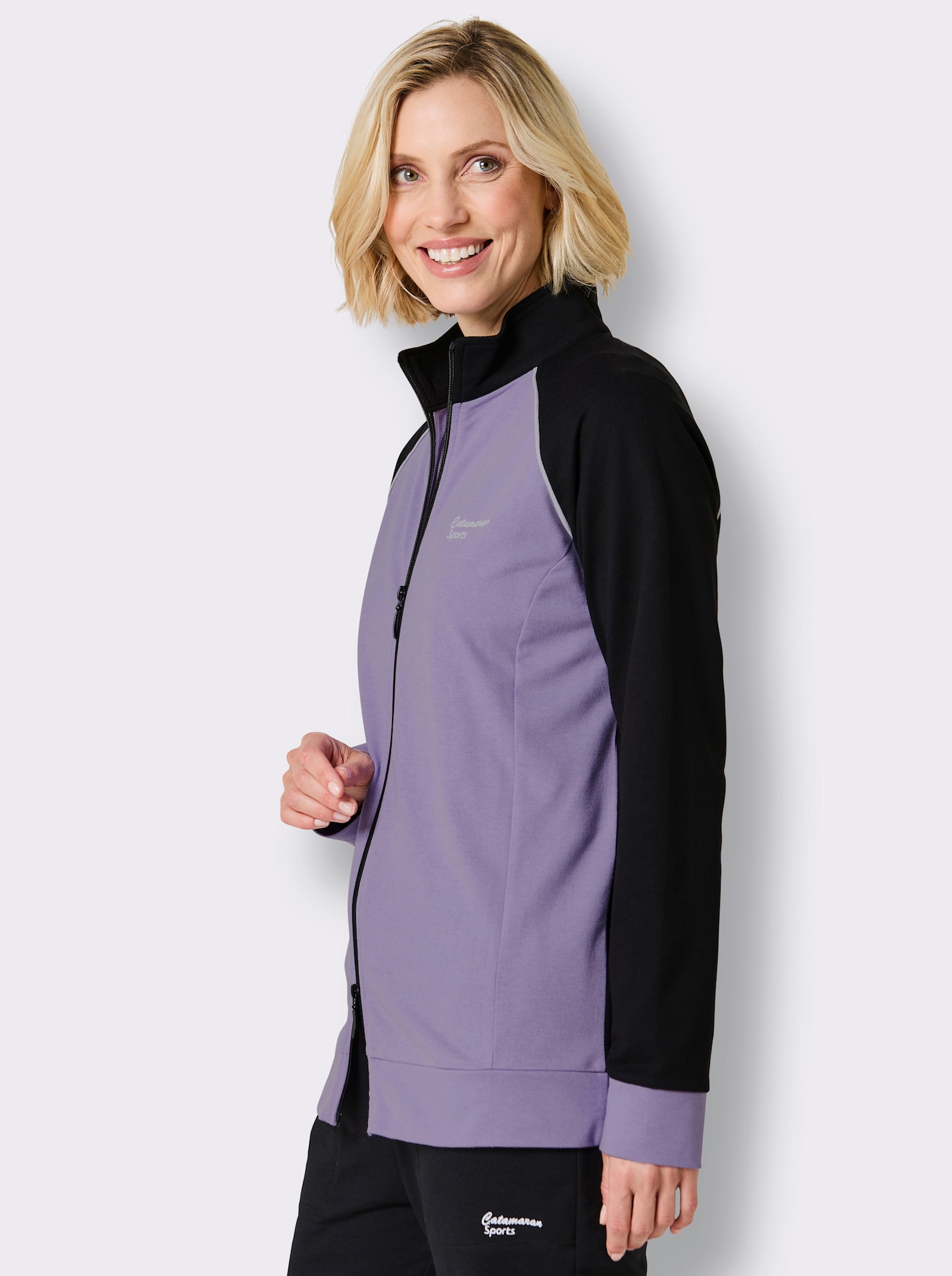 Catamaran Sweatjacke mit Raglan-Ärmeln - lavendel-schwarz