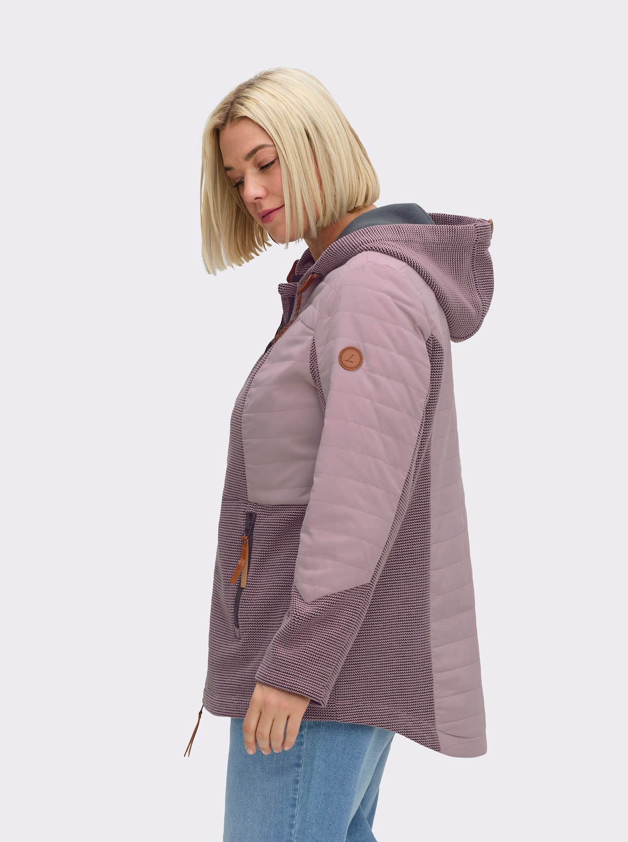 Übergangsjacke im Mix aus Fleece und Stepp - mauve