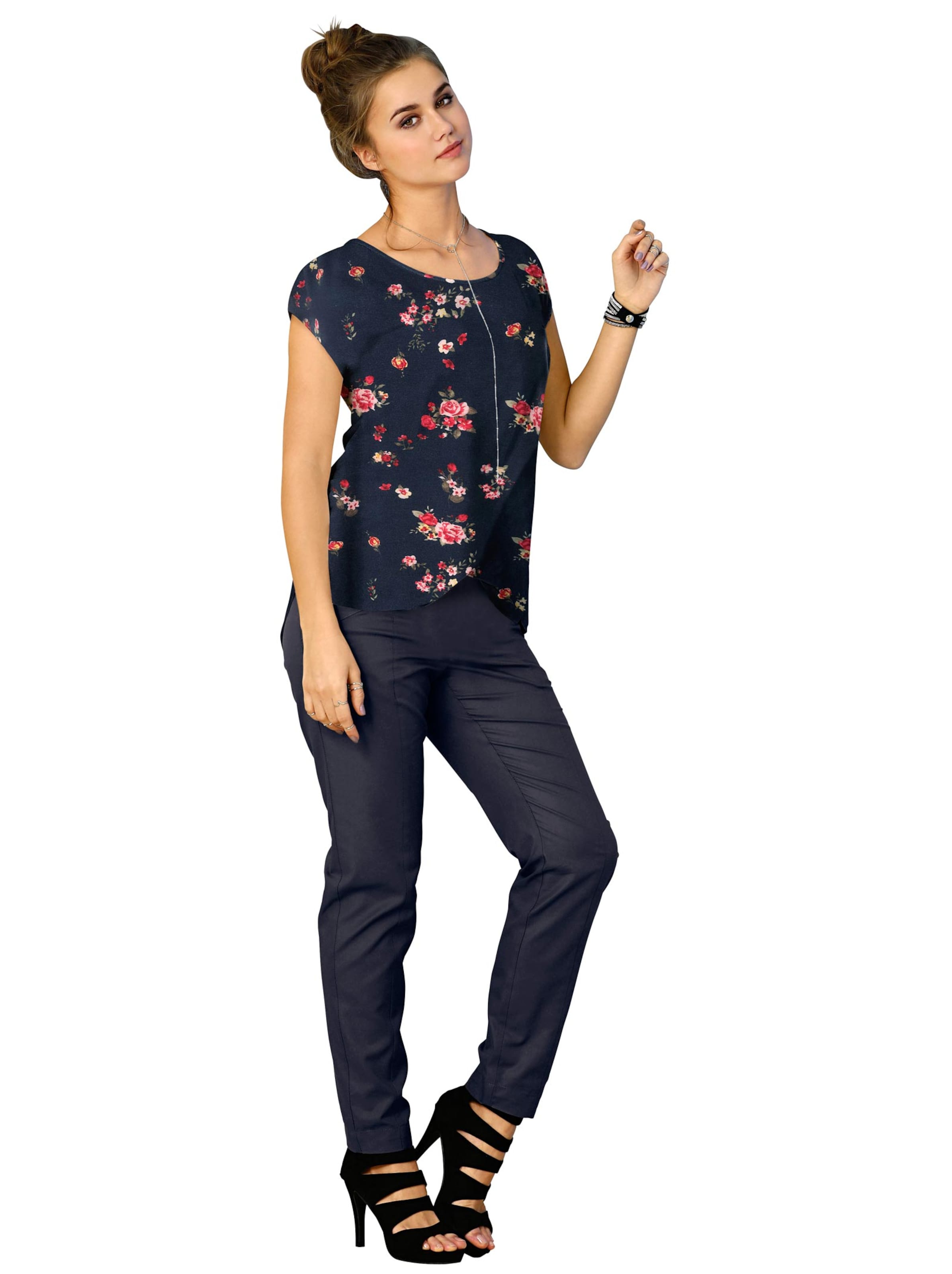 Shirt - marine-geblümt