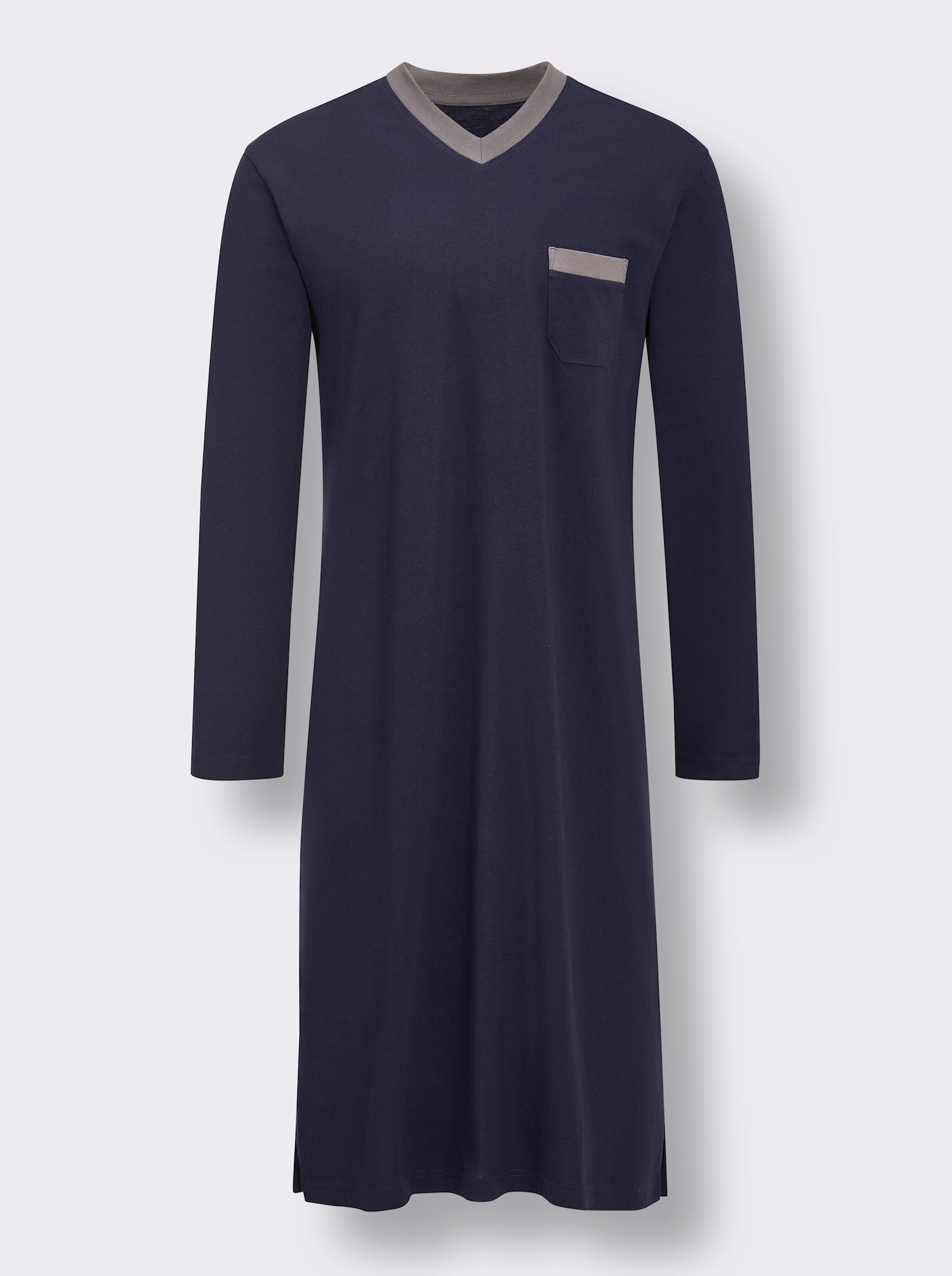 wäschepur men Nachthemden - marine + lichtgrijs bedrukt