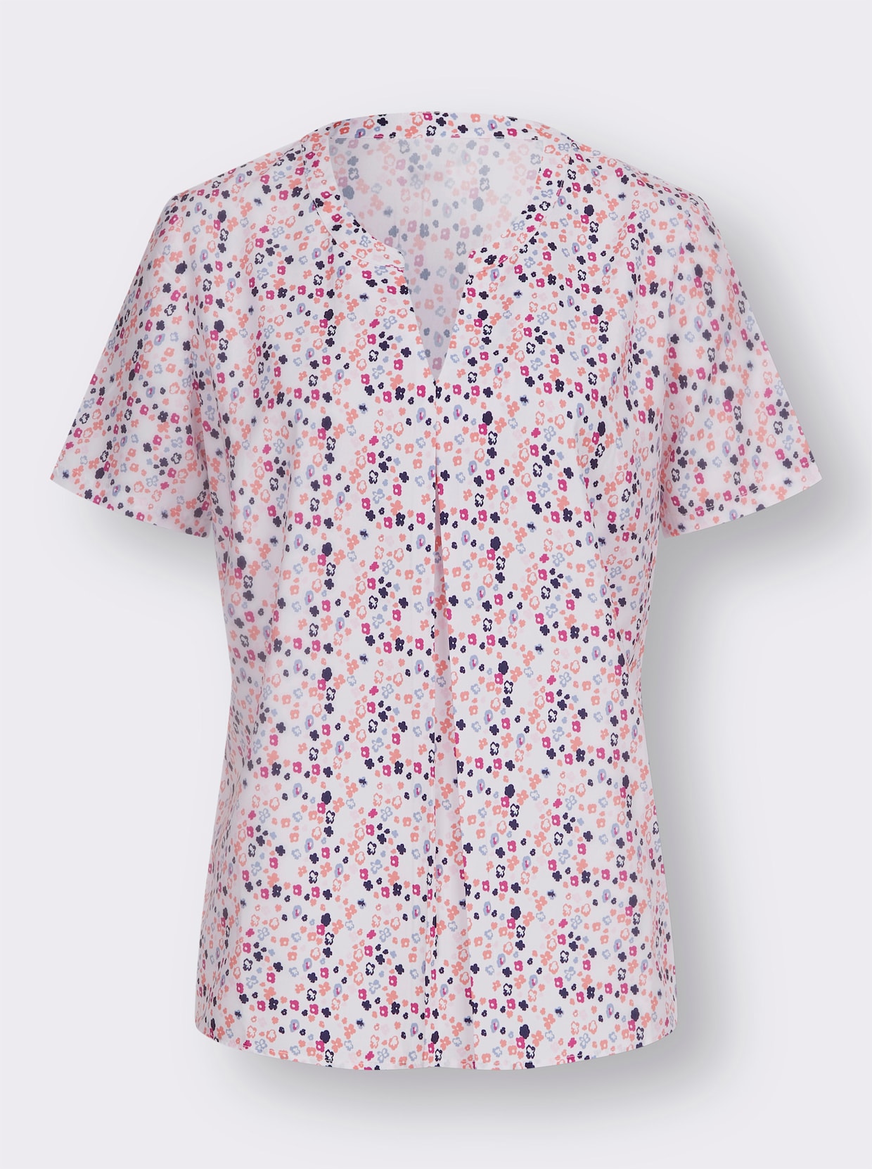Comfortabele blouse - wit/koraal bedrukt