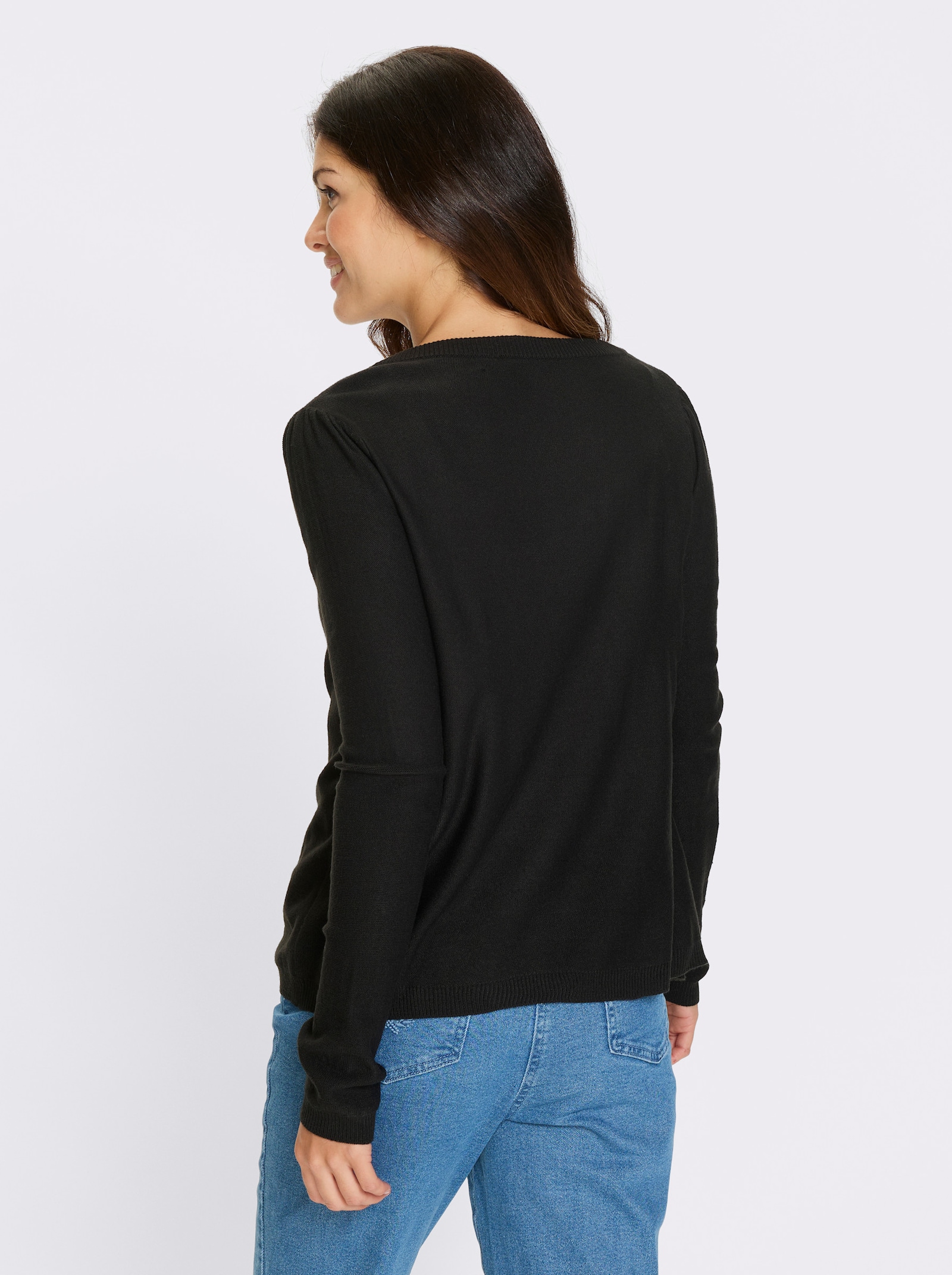 Pletený kabátek s krojovými knoflíky - černá