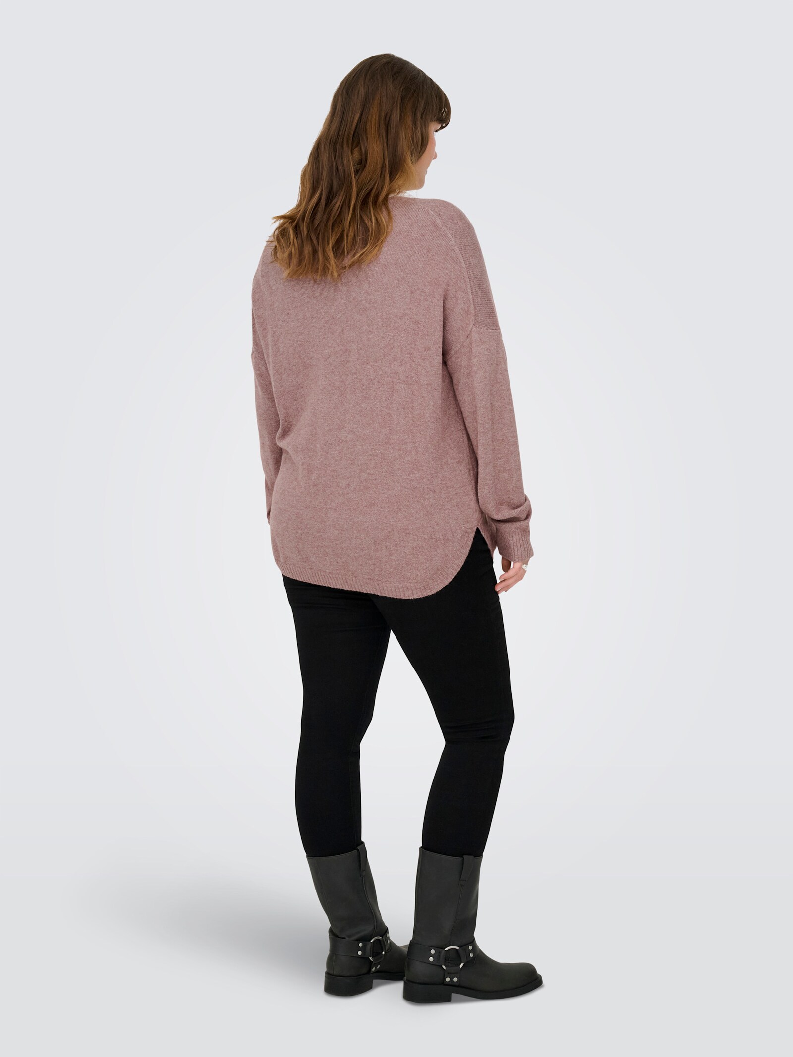 ONLY CARMAKOMA V-Ausschnitt-Pullover - rose brown detail:melange