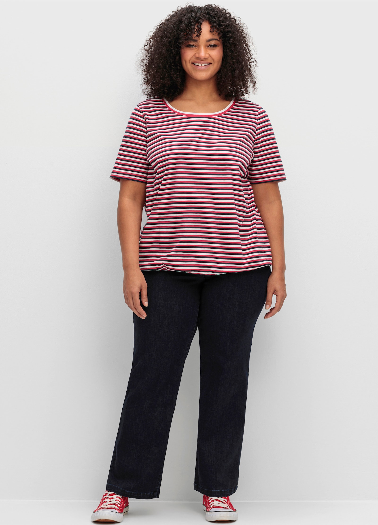 sheego Schlupfjeans mit durchgehend weitem Bein - dark blue denim