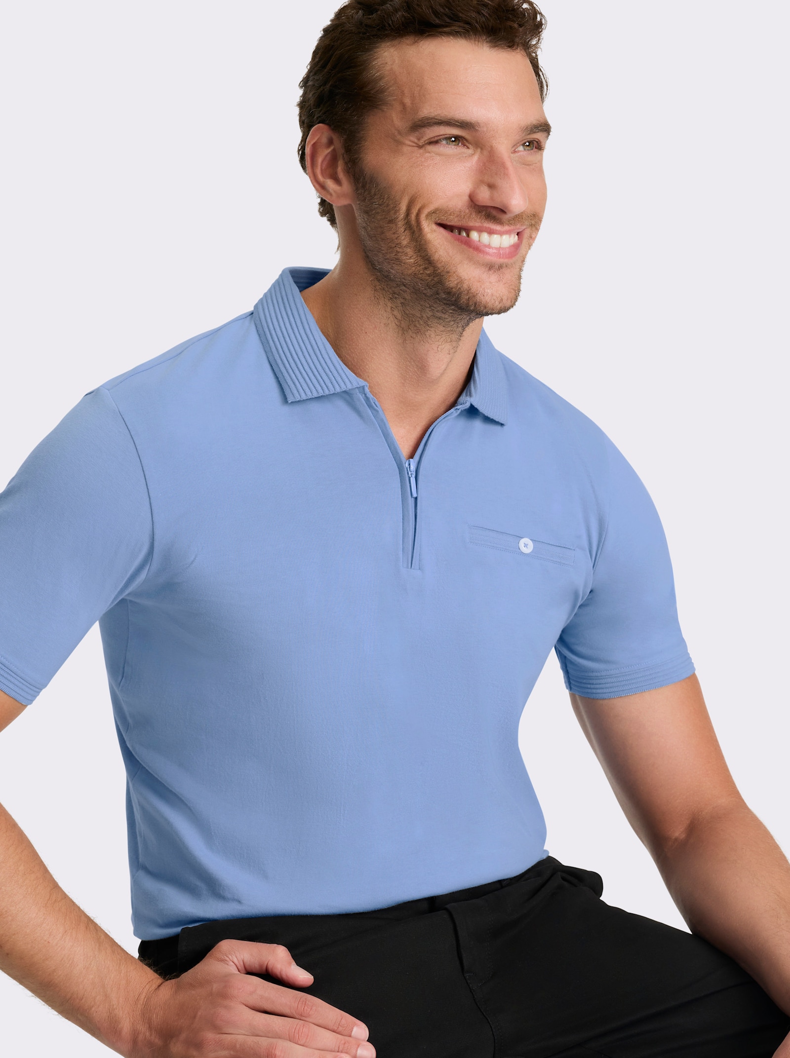 Marco Donati Kurzarmshirt mit Reißverschluss - bleu