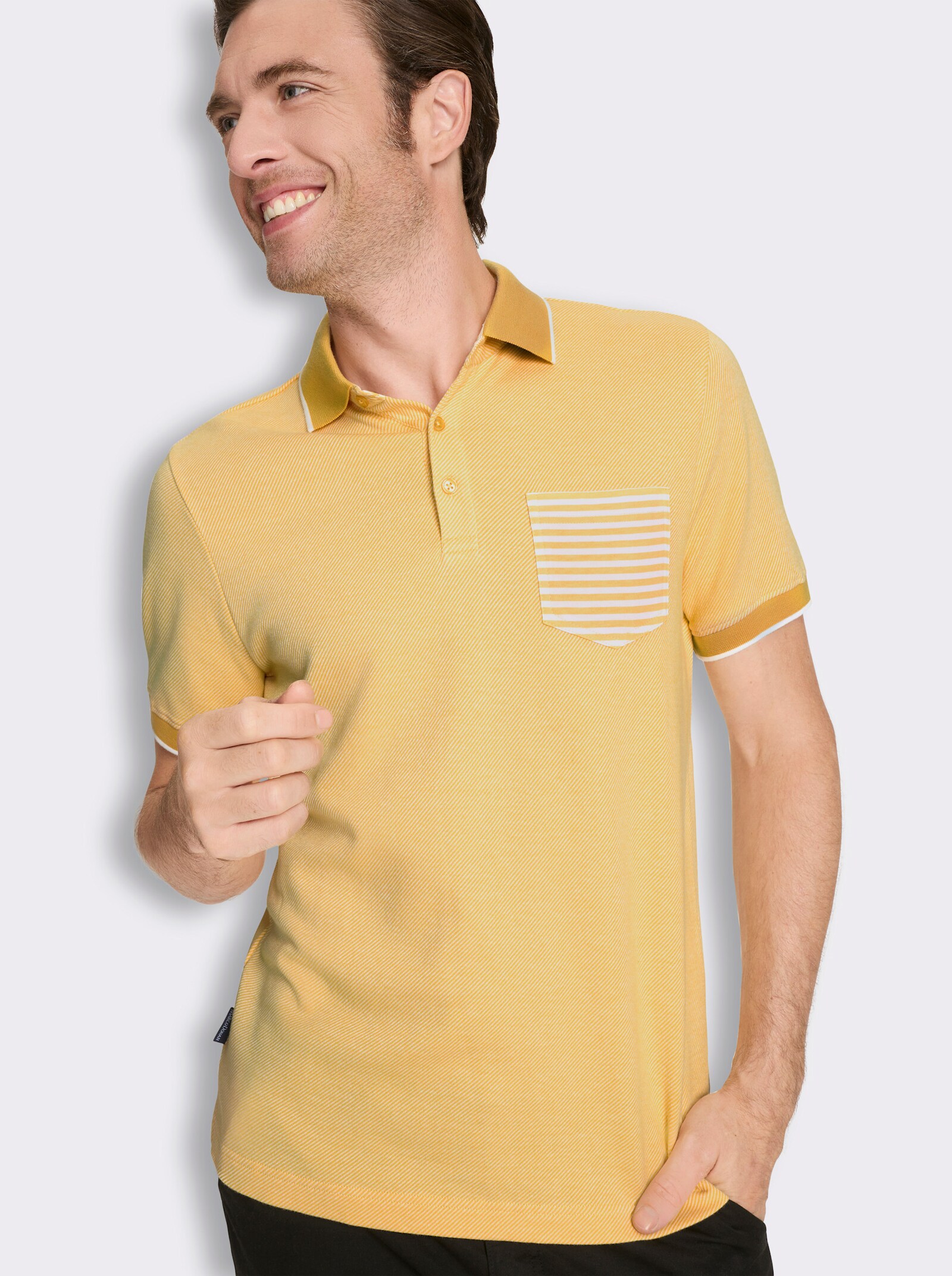 Marco Donati Kurzarmshirt in Jacquard-Qualität, mit Modal - gelb-gestreift