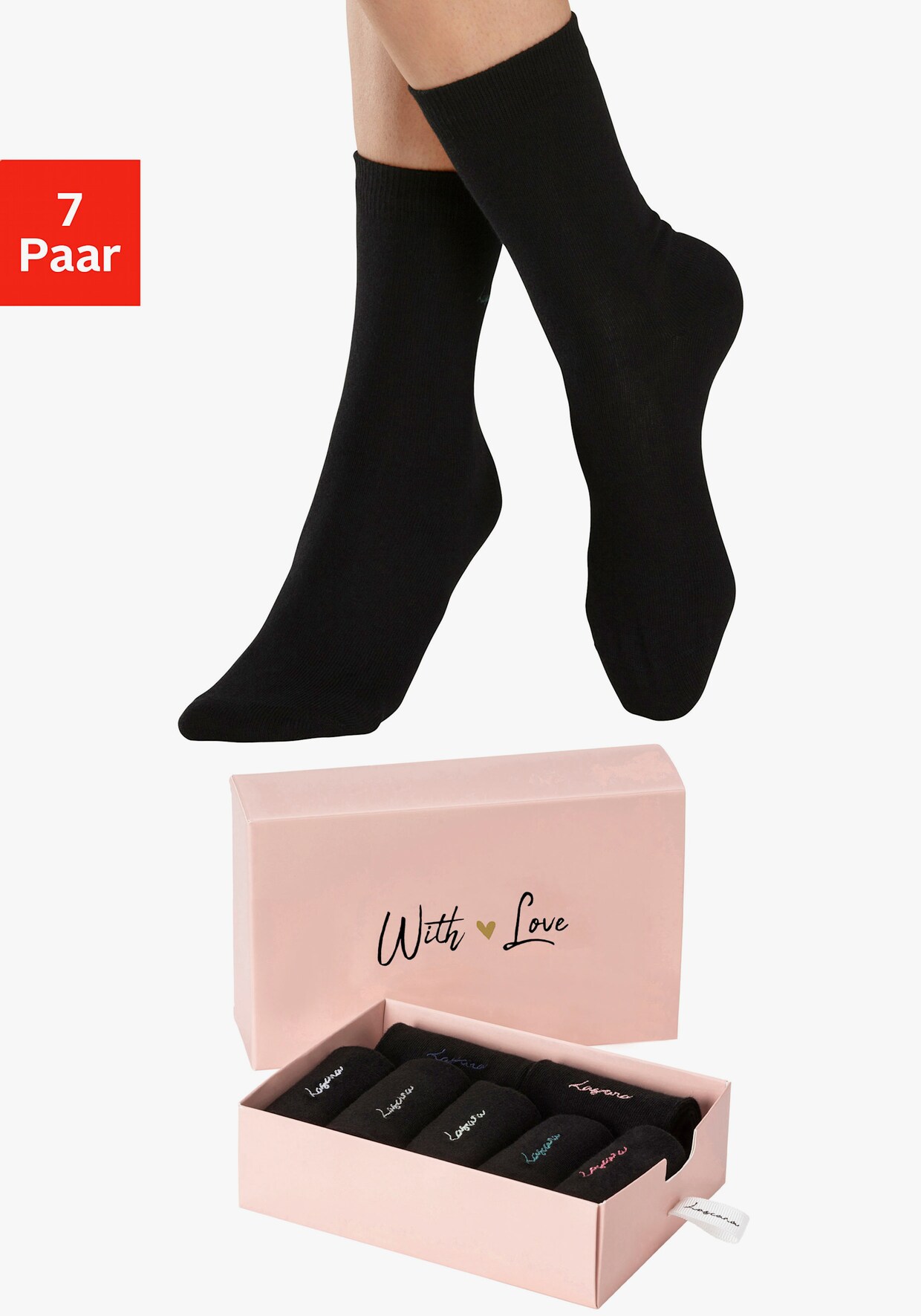 LASCANA chaussettes basiques - 7x noir