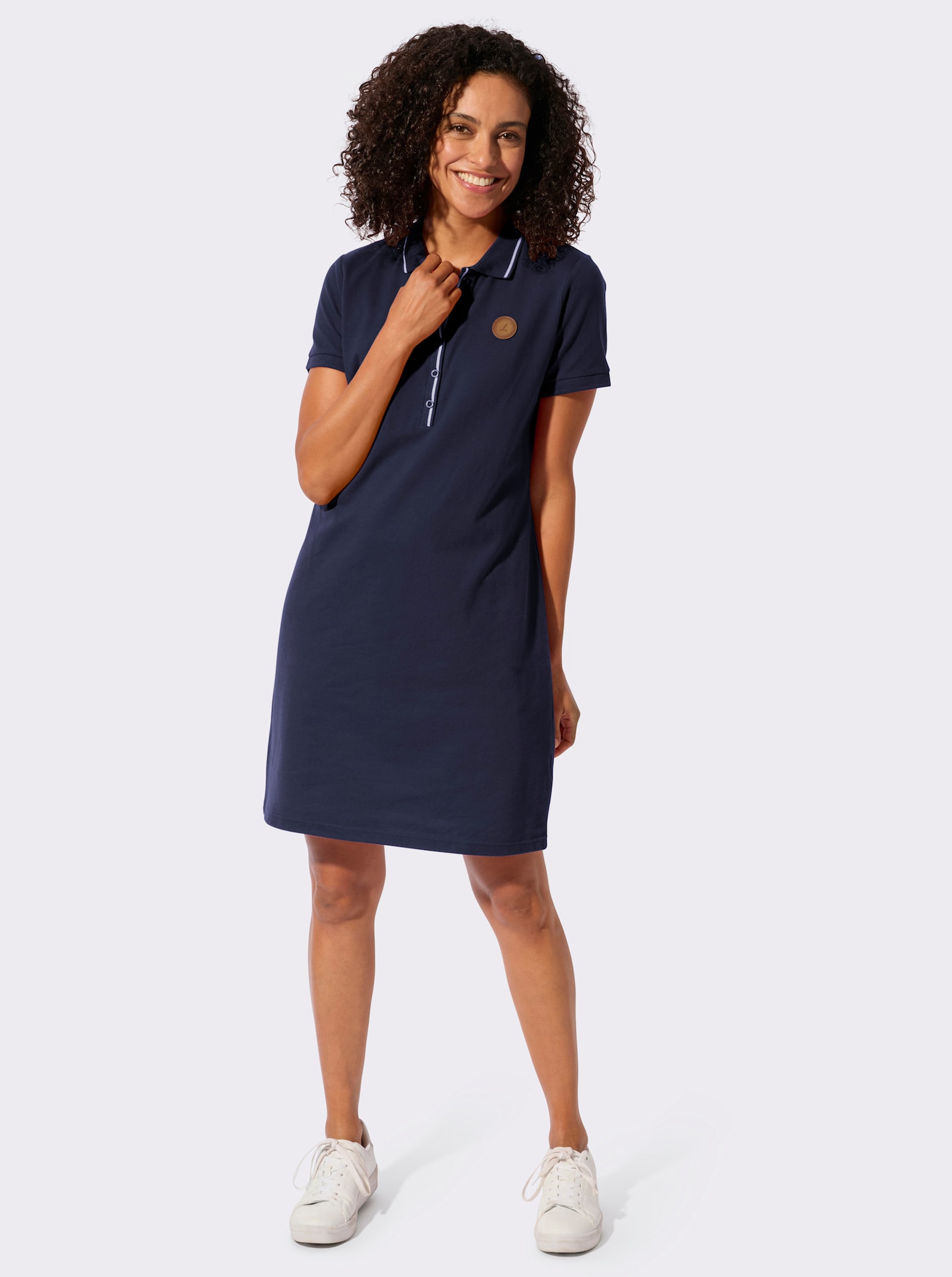 Polokleid mit Taillenabnähern hinten - marine