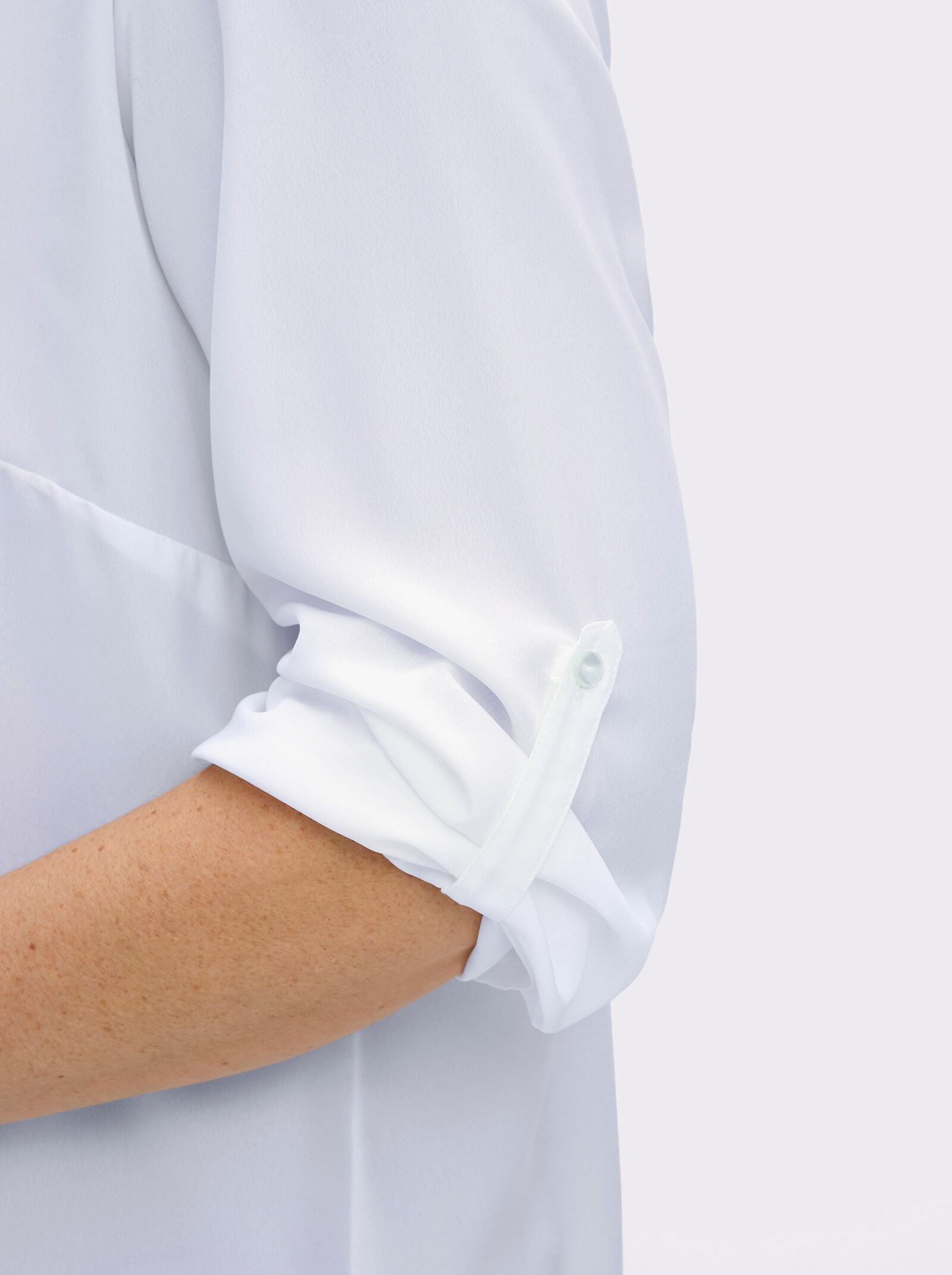 Longbluse mit verlängertem Rückenteil - weiß