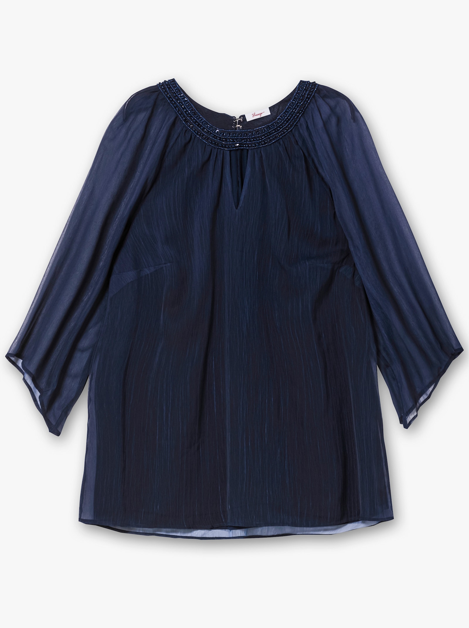 sheego Tunika mit Schmuckausschnitt - marine