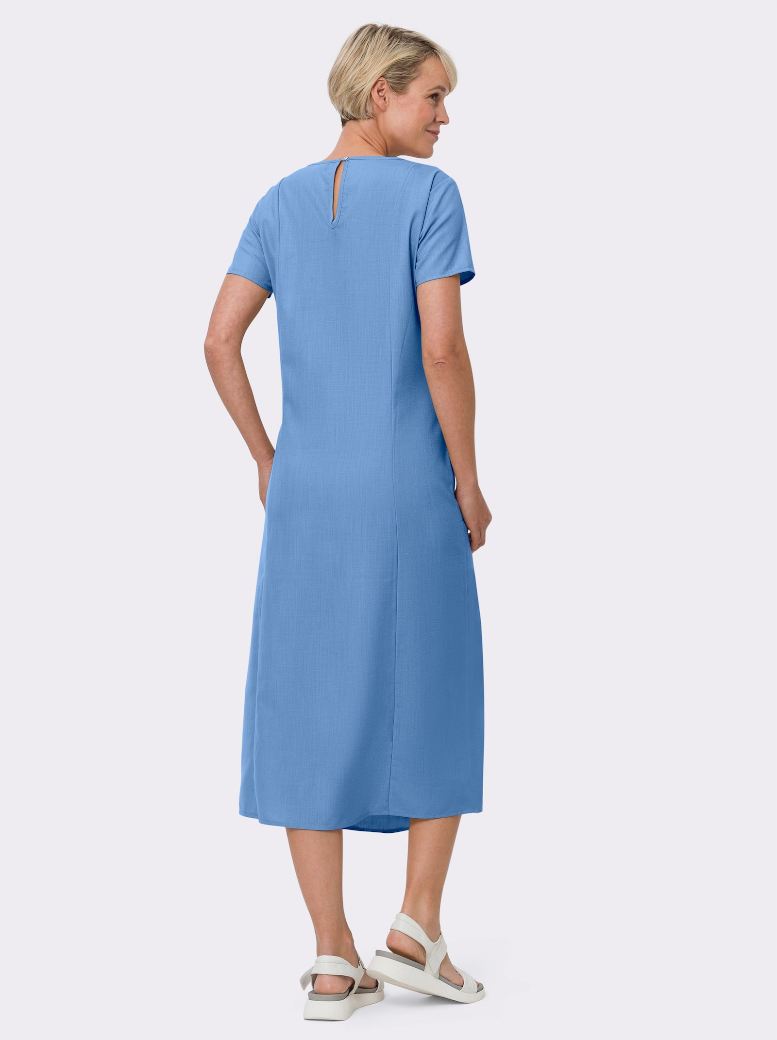 A-Linien-Kleid in Leinen-Optik - himmelblau