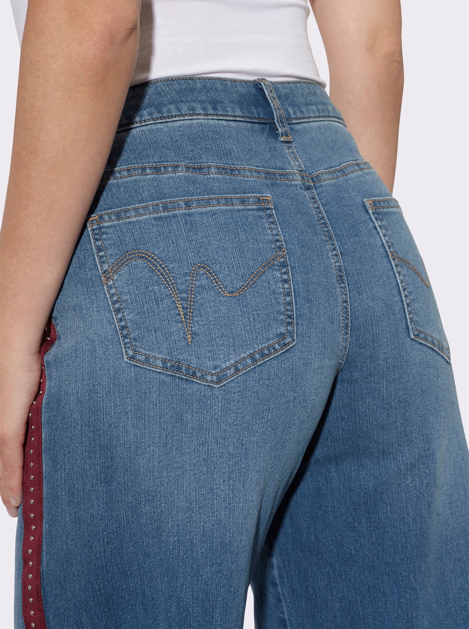heine 5-Pocket-Jeans mit Nieten - blue-stone-washed