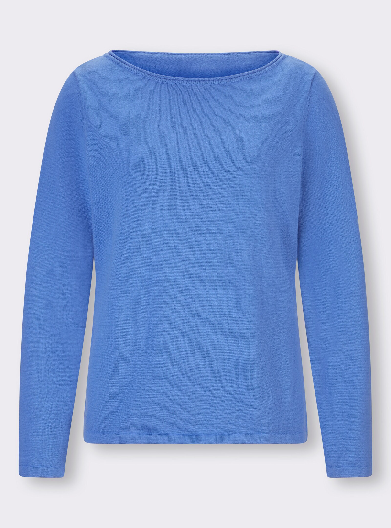 heine Baumwollpullover mit leichtem U-Boot-Ausschnitt - royalblau