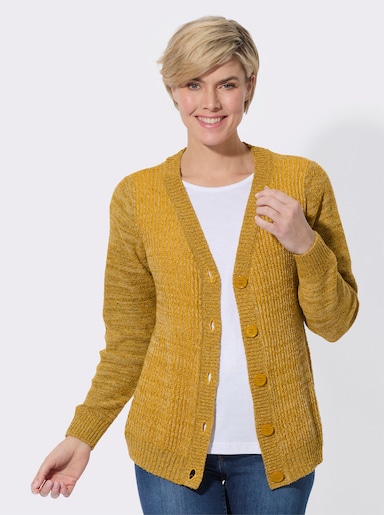 Strickjacke - ocker-gelb-meliert