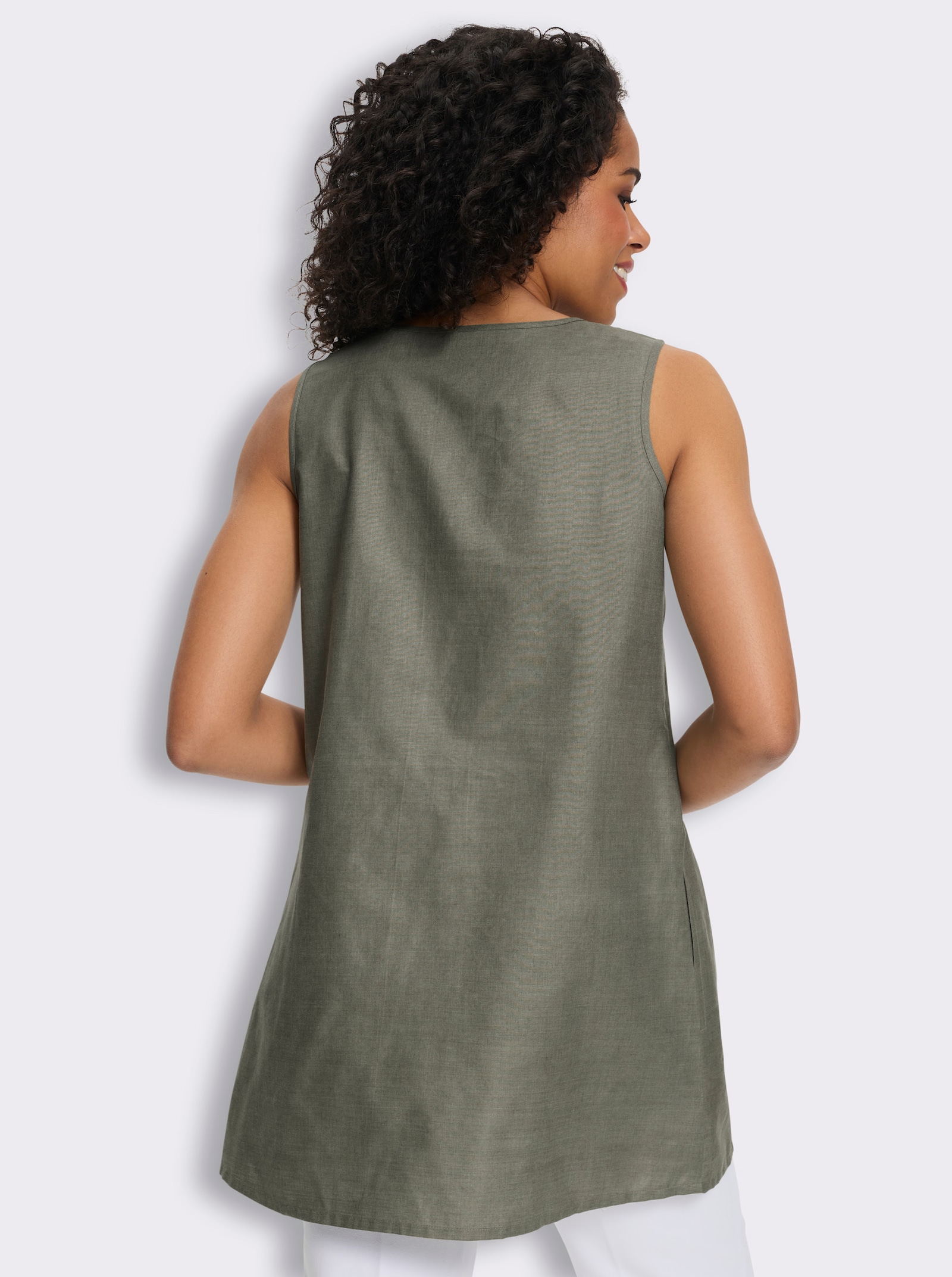  Longtop in leicht ausgestellter A-Form - khaki