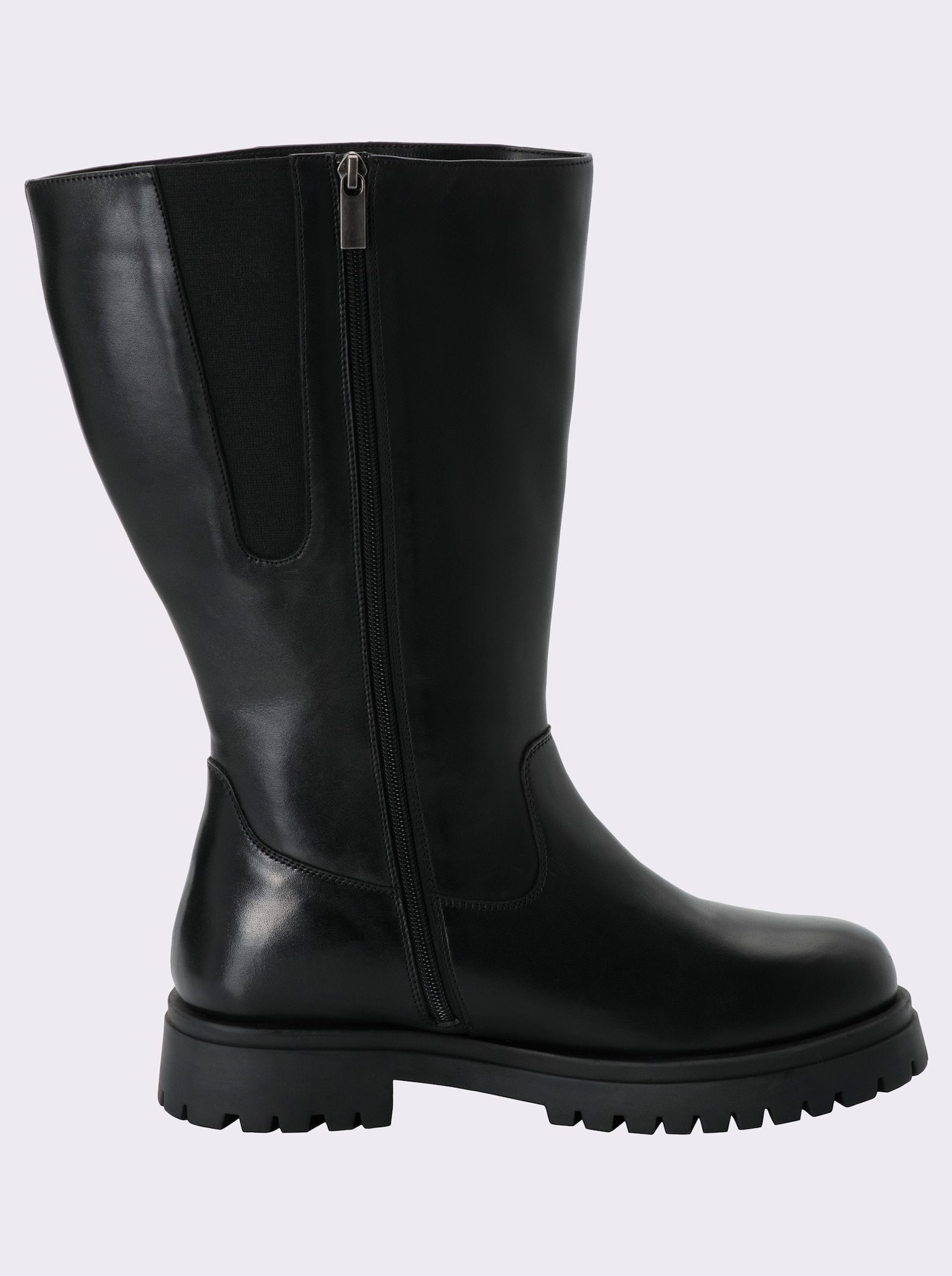 sheego Weitschaftstiefel aus Rindsleder - schwarz