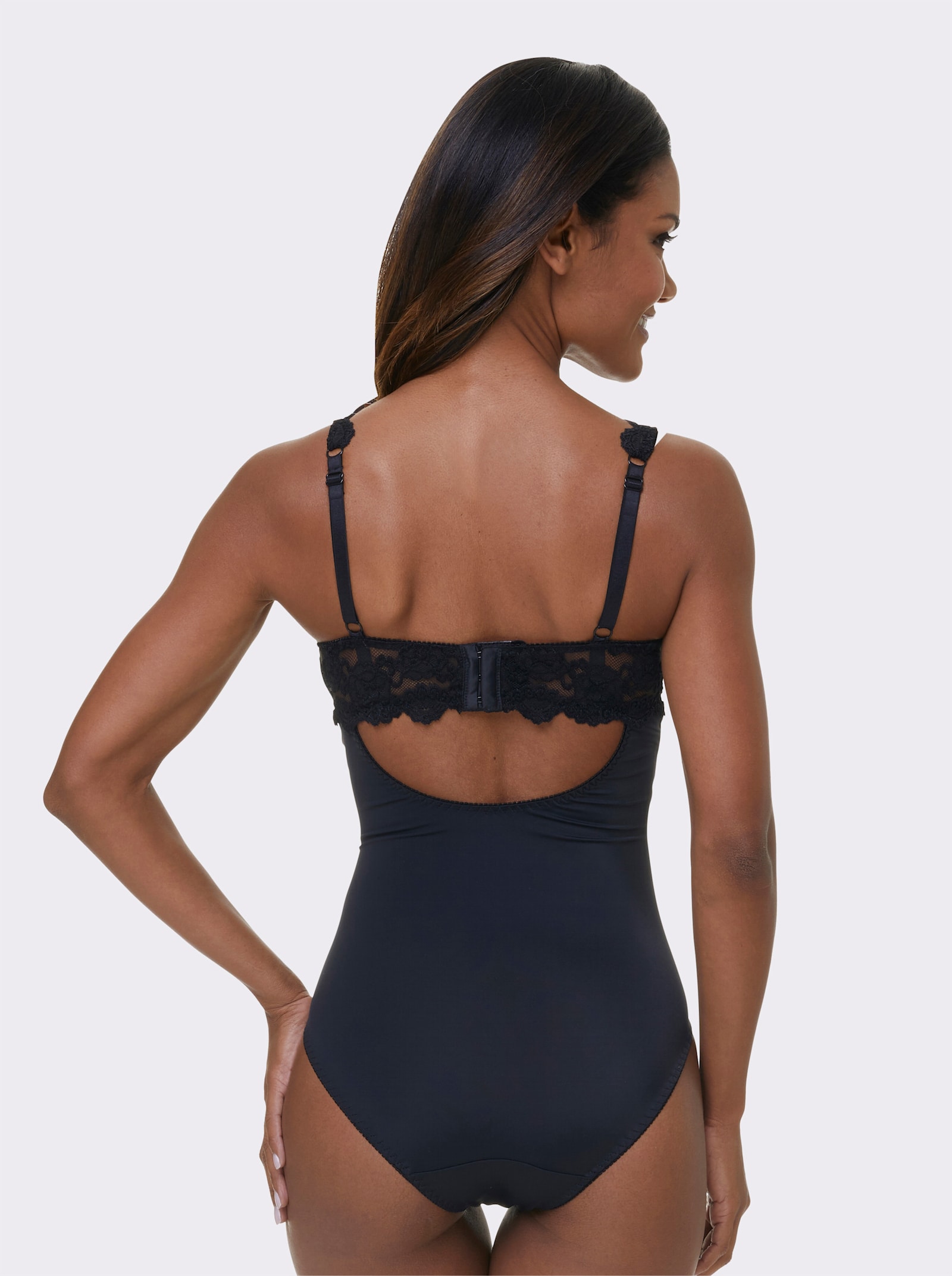 Sassa Body mit Bügel Vorderteil aus Spitze - schwarz