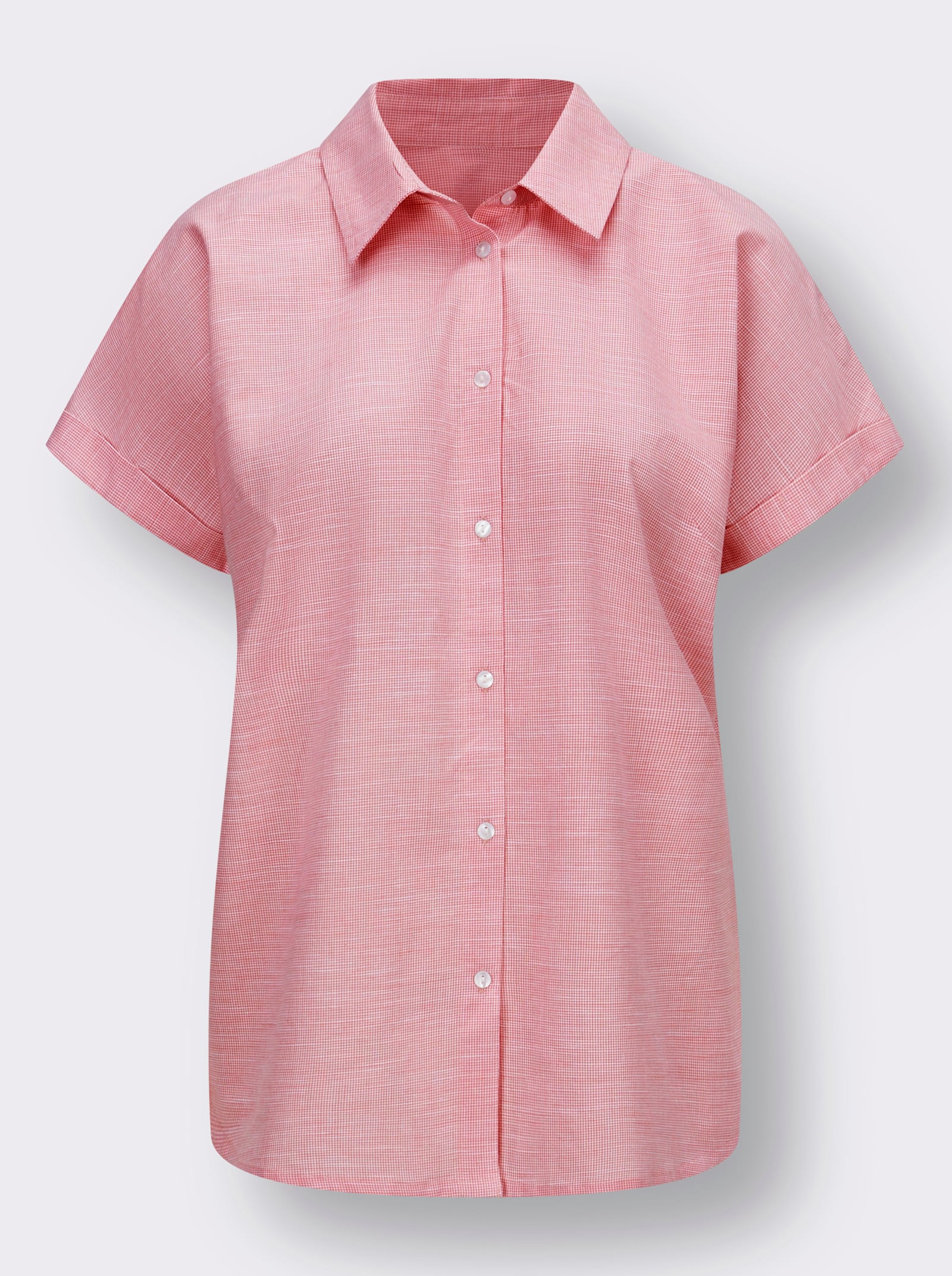 Košeľa s kr. rukávmi, dole zaoblená - Plameniakovo-svetlobéžový vzor