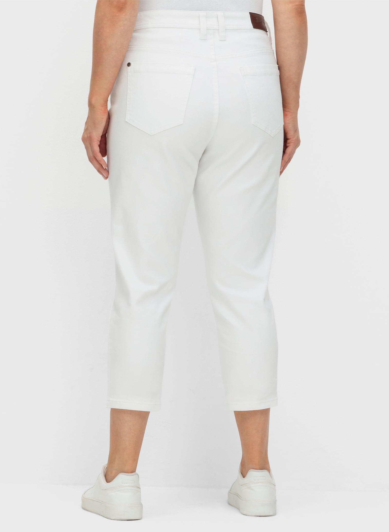 sheego 7/8-jeans in smal model, met contrastband - white denim