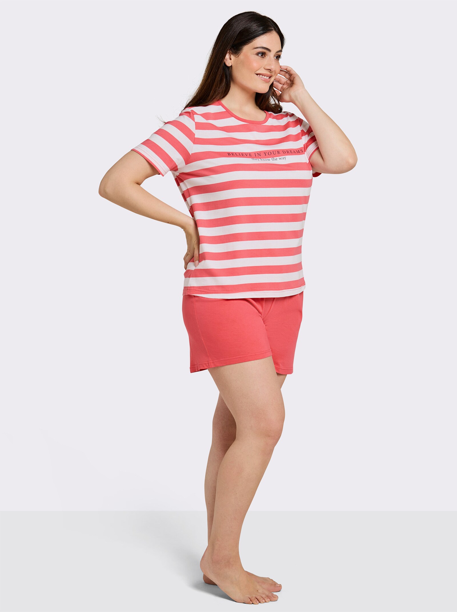 Comtessa Shorty - koralle-ecru-gestreift