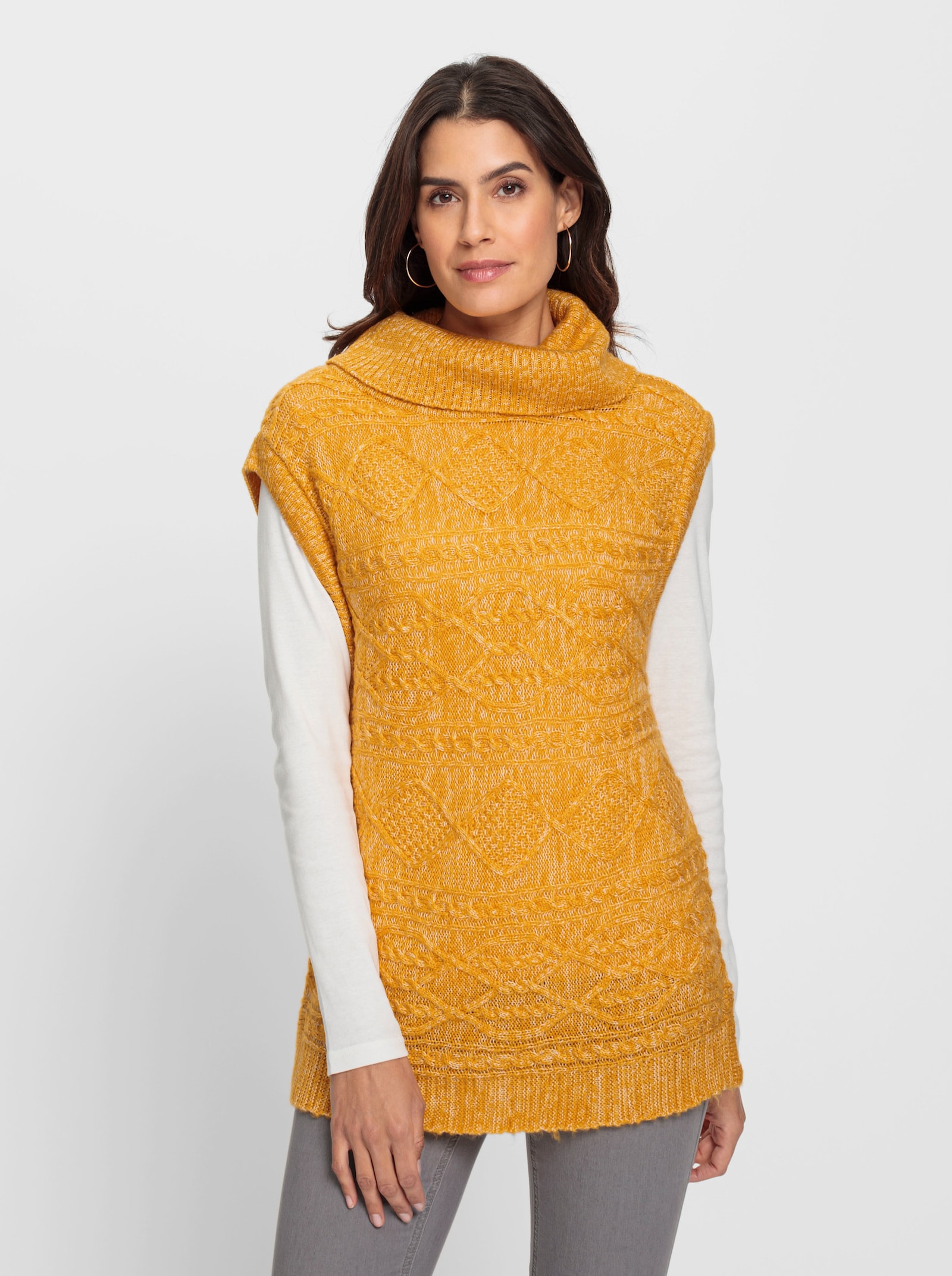 Pullunder im Mustermix - ocker-meliert