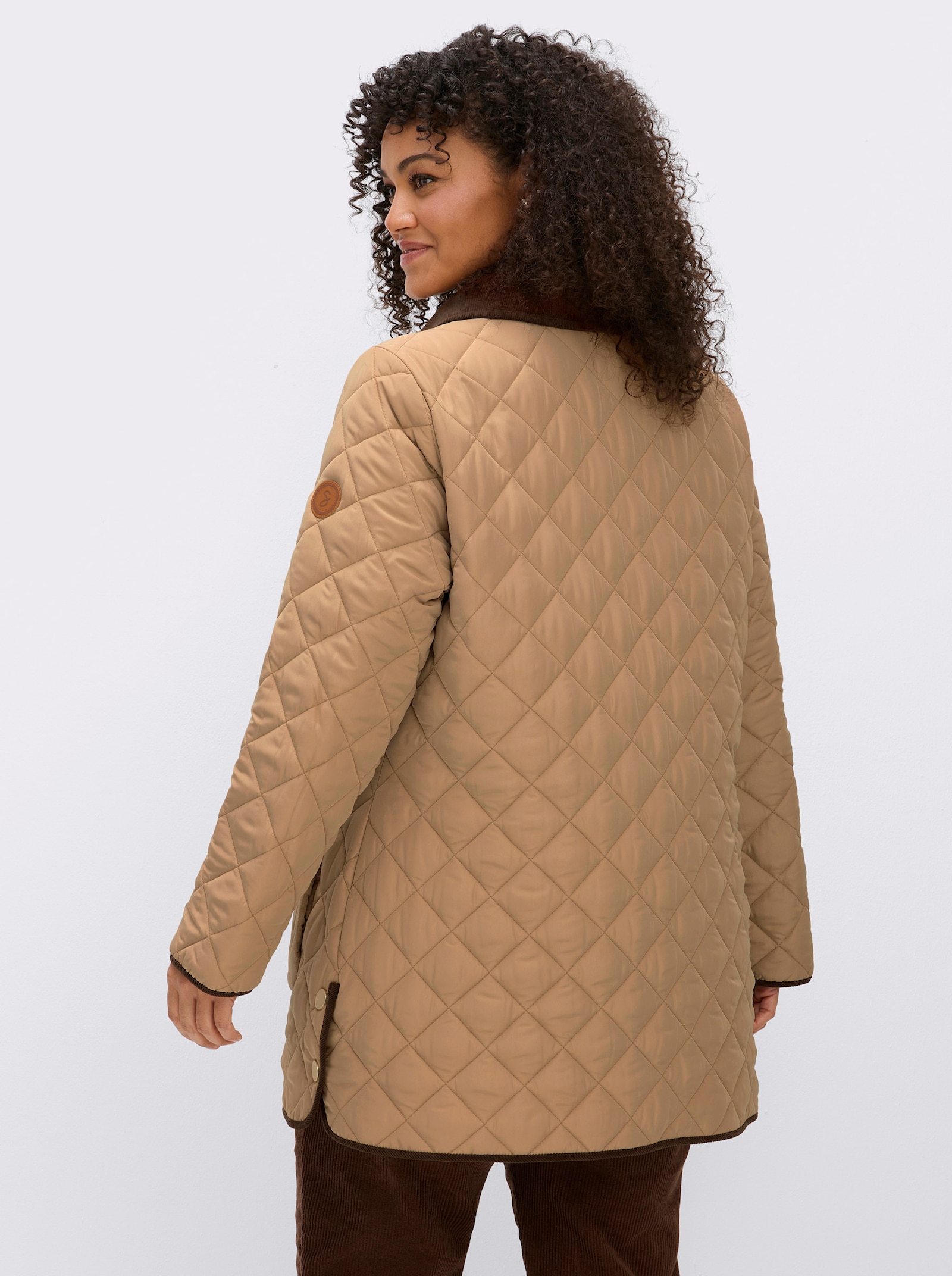 sheego Steppjacke mit Cord-Akzenten - camel-schoko