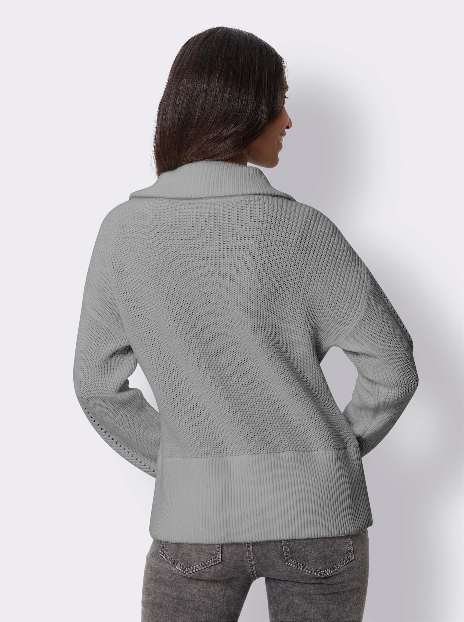 heine Veste en tricot avec glissière double sens - gris pierre chiné