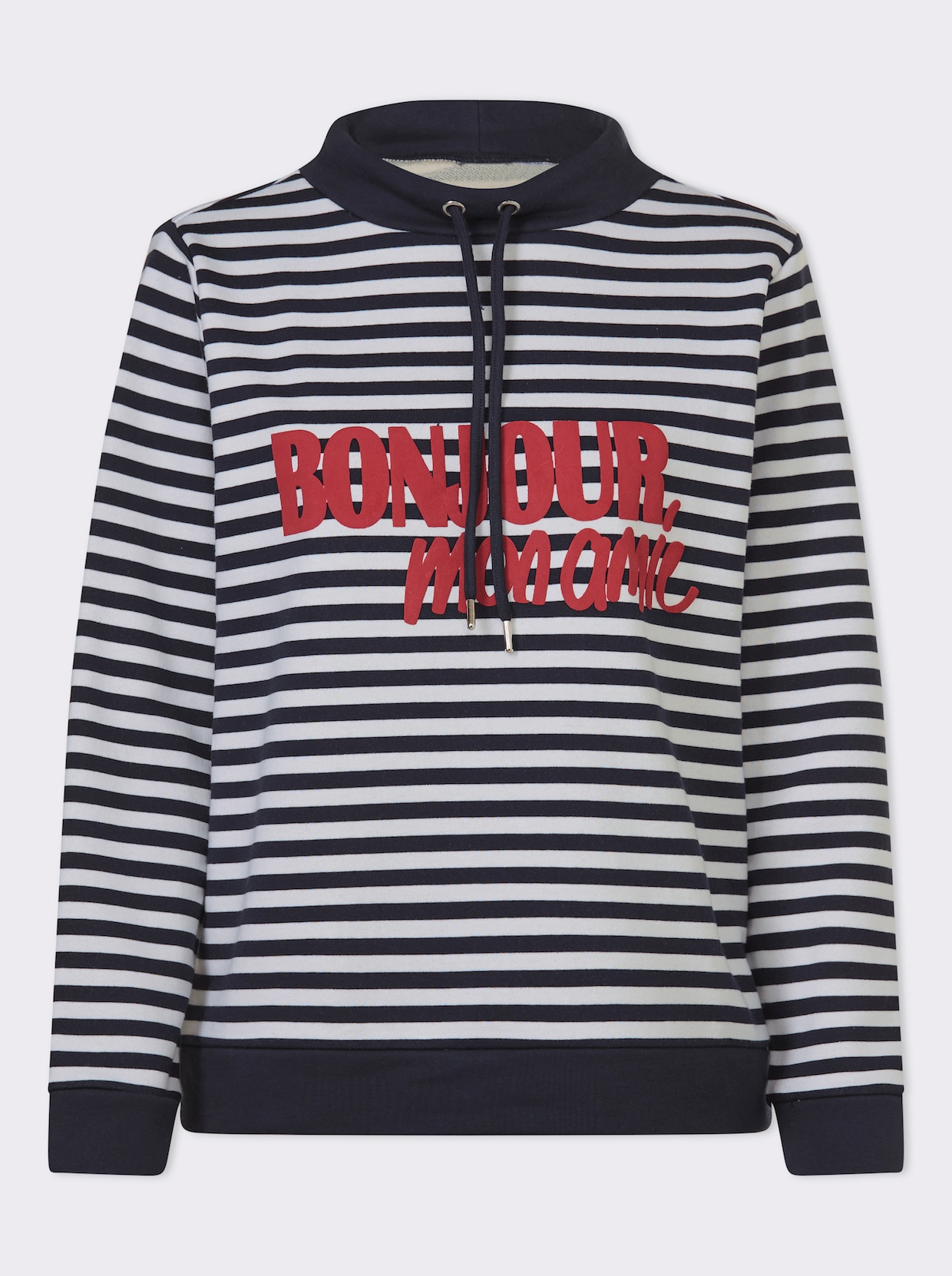 heine Sweatshirt - ecru-marine-bedruckt